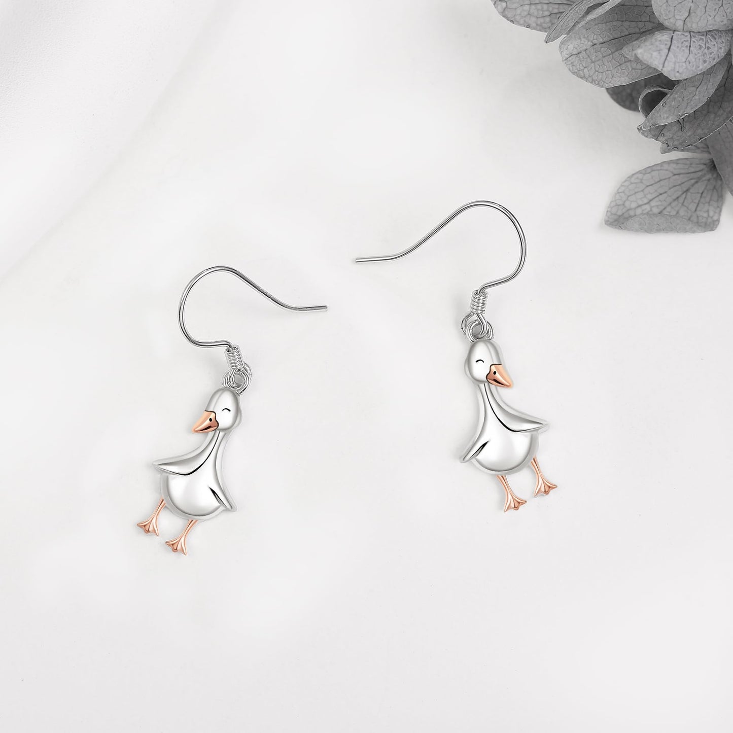 Duck Earrings S925 Sterling Silver Duck Dangle Earrings Duck Jewelry Gifts for Duck Lovers for Women