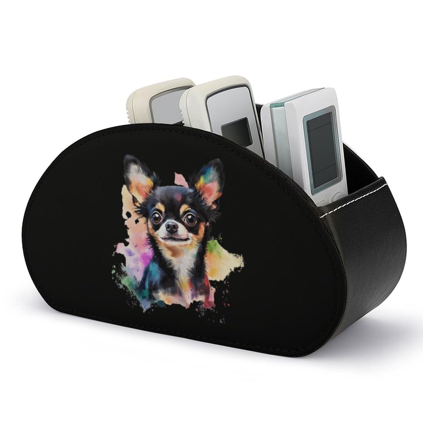 Chihuahua Dog Colorful Remote Control Holder with 5 Compartments Caddy Desktop Organizer for Home Office
