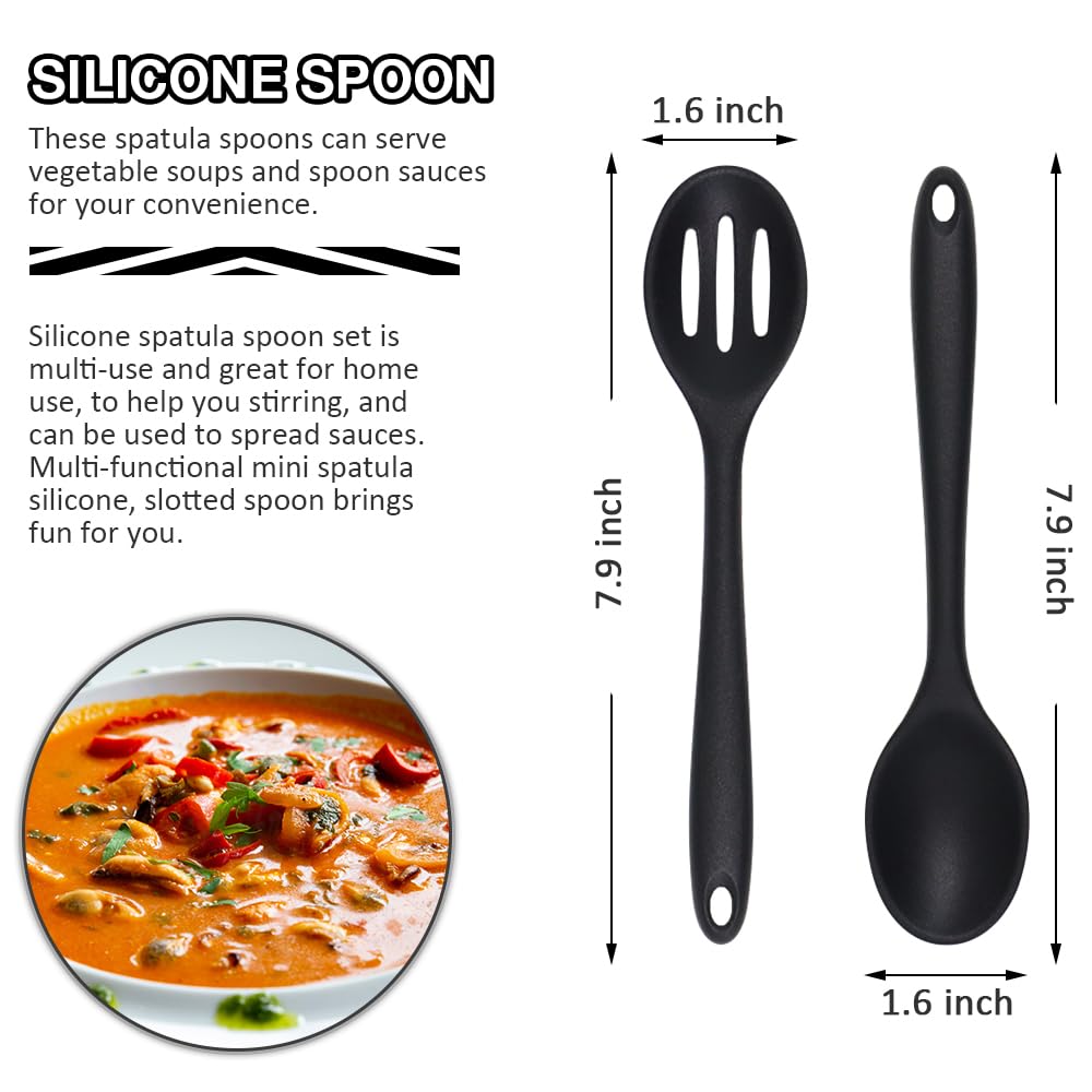 Eolilim Small Spatulas 5PCS, Mini Size Silicone Turner Easy to Clean, Flexible Brownie Spatula, Spatulas for Kitchen Use, Mini Silicone Spatula for Fish, Fried Rice