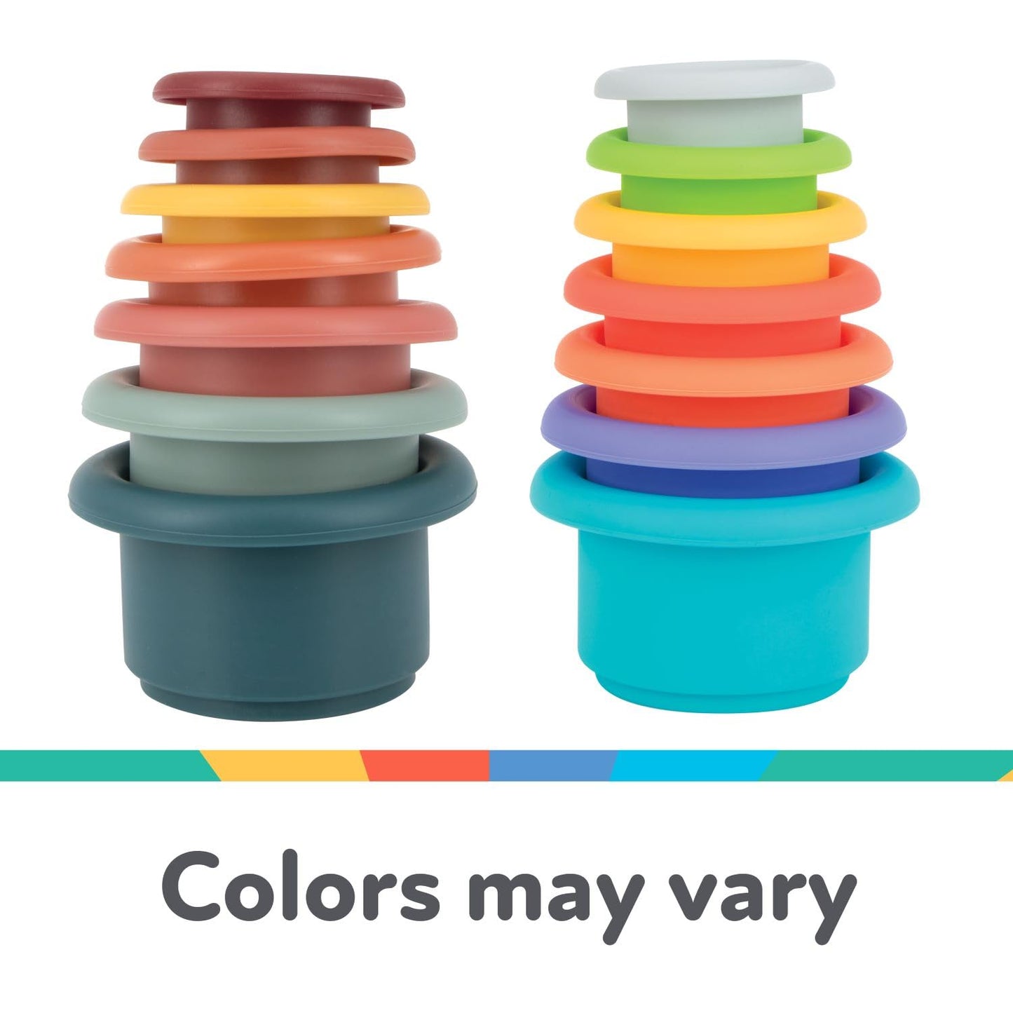Nuby Soft Silicone Stacking Cups - 7-Piece Toddler Toy for Hand-Eye Coordination and Early Development - 12+ Months