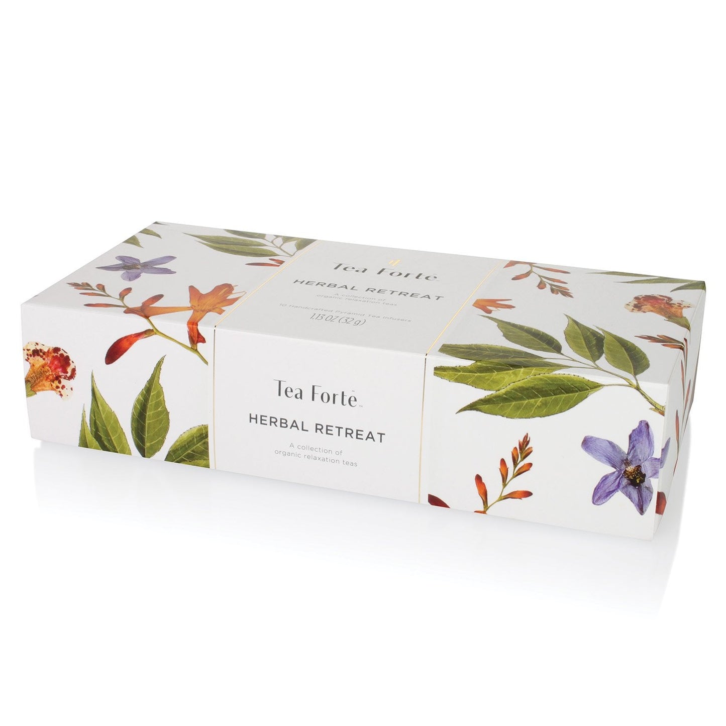 Tea Forte Premium Petite Presentation Box Gift Set Sampler, 10 Count, 2 of Each Blend Individually Wrapped Handcrafted Pyramid Infuser Bags, Herbal Retreat Tea