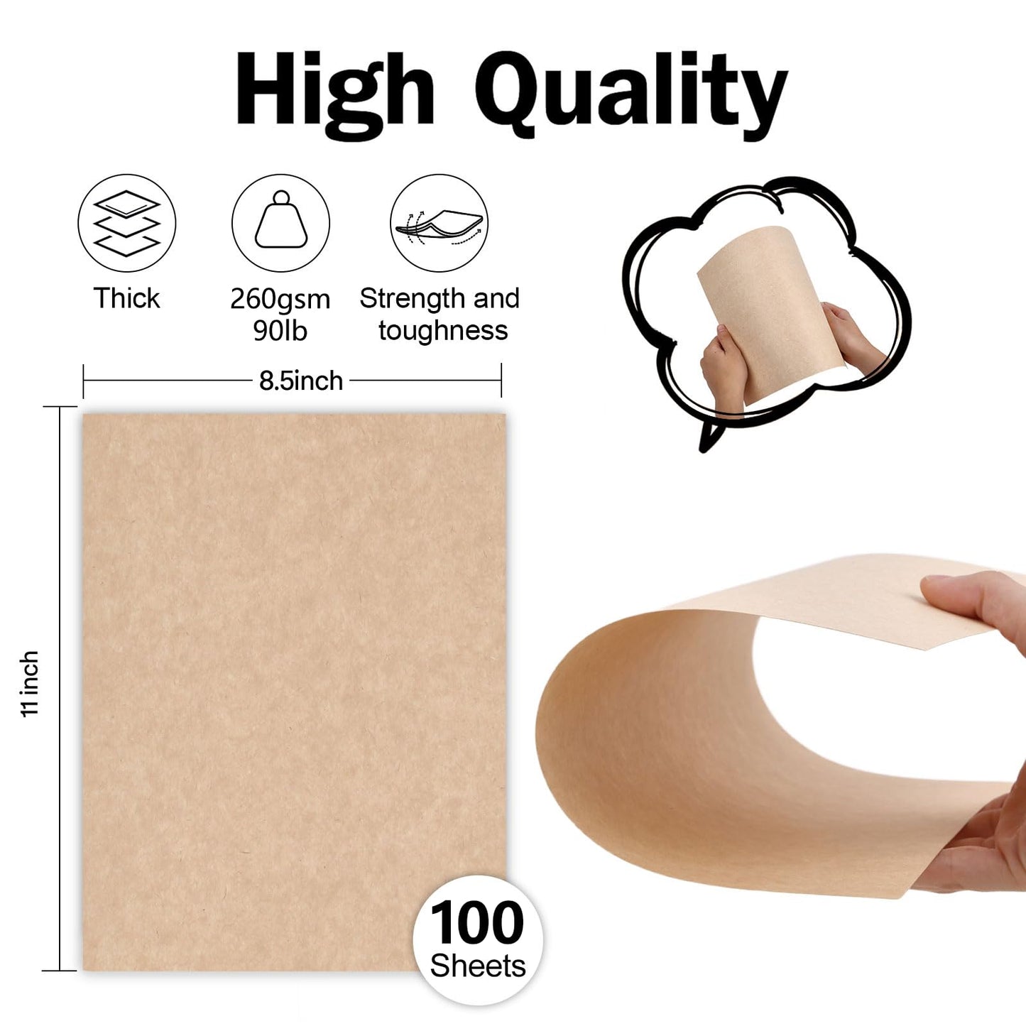 100 Sheets Parchment Cardstock 8.5 x 11 Textured Printer Paper, Goefun 90lb Tan Card Stock Printer Paper for Scrapbooking, Cardmaking, Invitations and Crafts