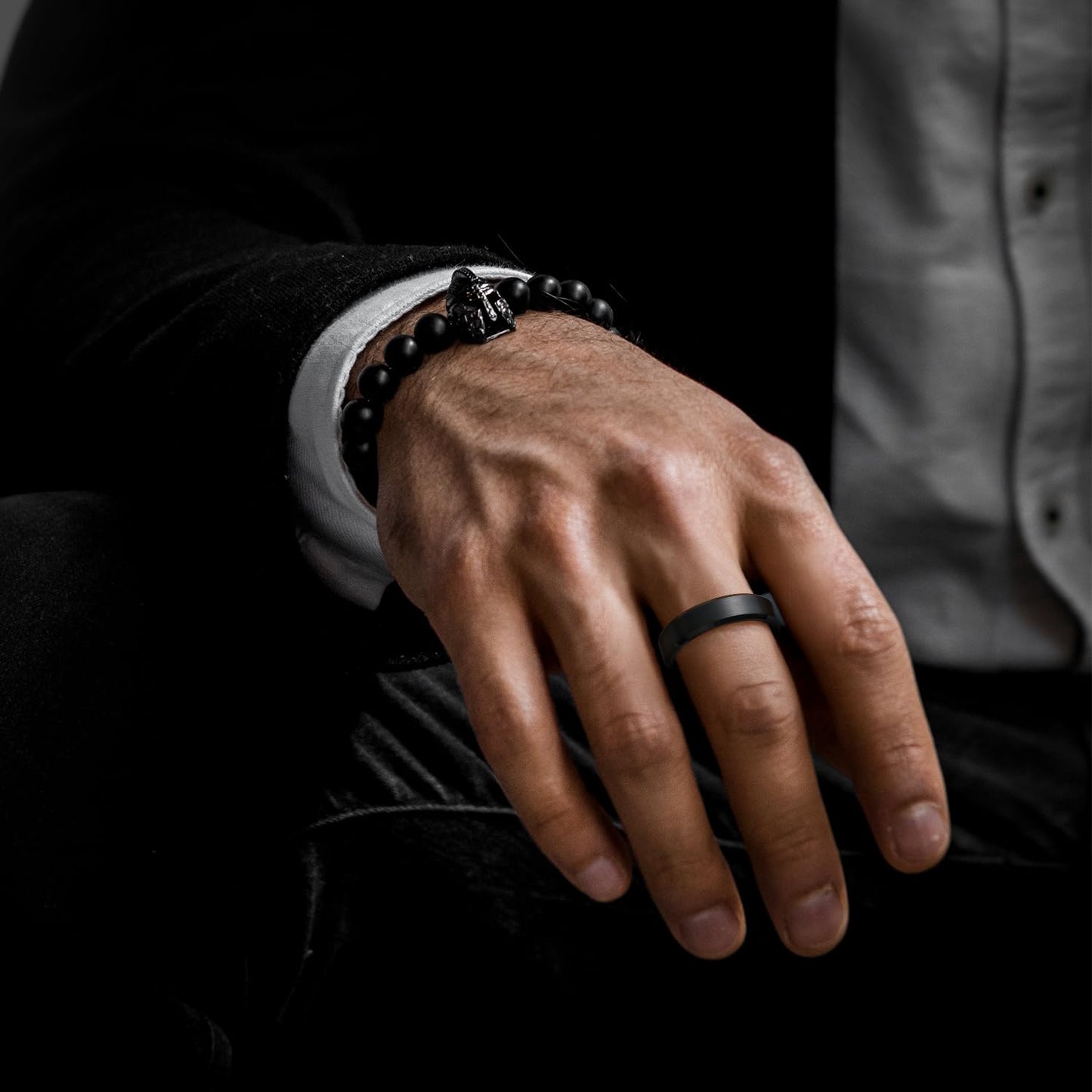 King Will 6mm Tungsten Rings For Men Basic Black Wedding Band Beveled Edge Polished Brushed Matte Daily Wear, Size 9