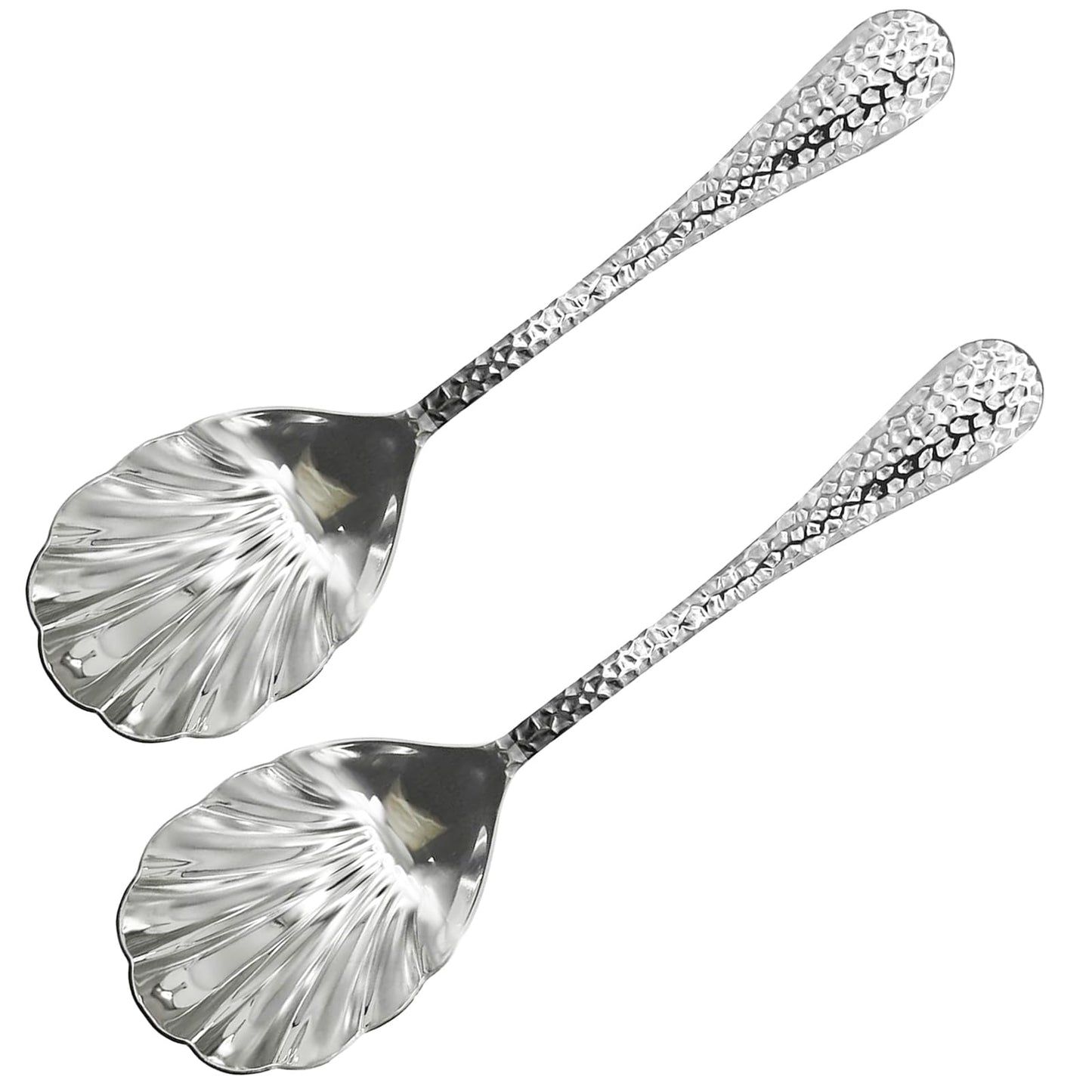 Pinenjoy 2Pcs Shell Shape Serving Spoons 18/10(304) Stainless Steel Vegetable Spoon 8.85inch Large Scalloped Soup Spoon for Home Party Restaurant Buffet