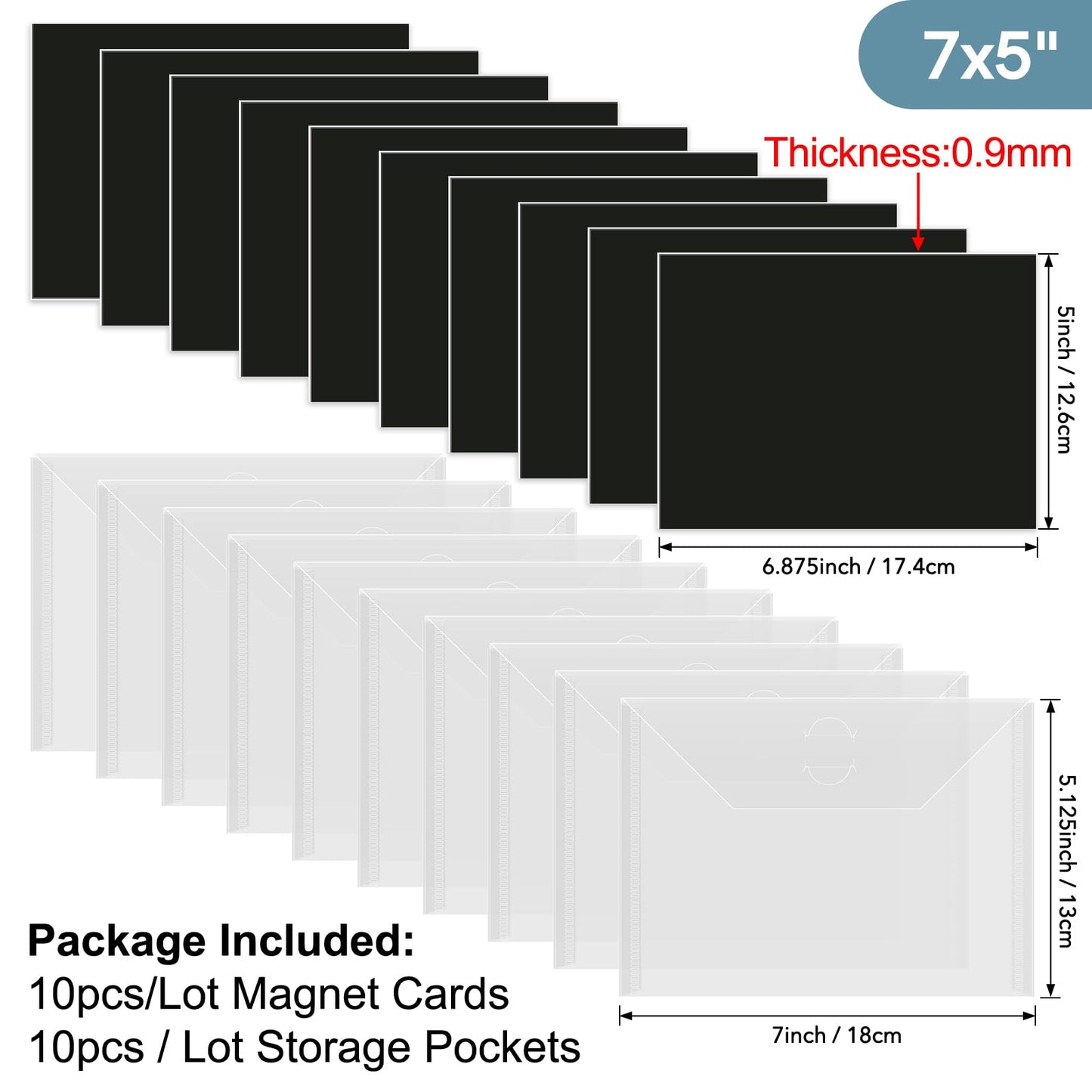 20PCS Dies & Stamps Storage Pockets and Magnet Sheets,0.9mm Thickness Magnetic Sheets for Dies Storage,7X5inch Craft Die Storage Envelopes,Magnetic Die Storage, Stamp and Die Storage Pockets