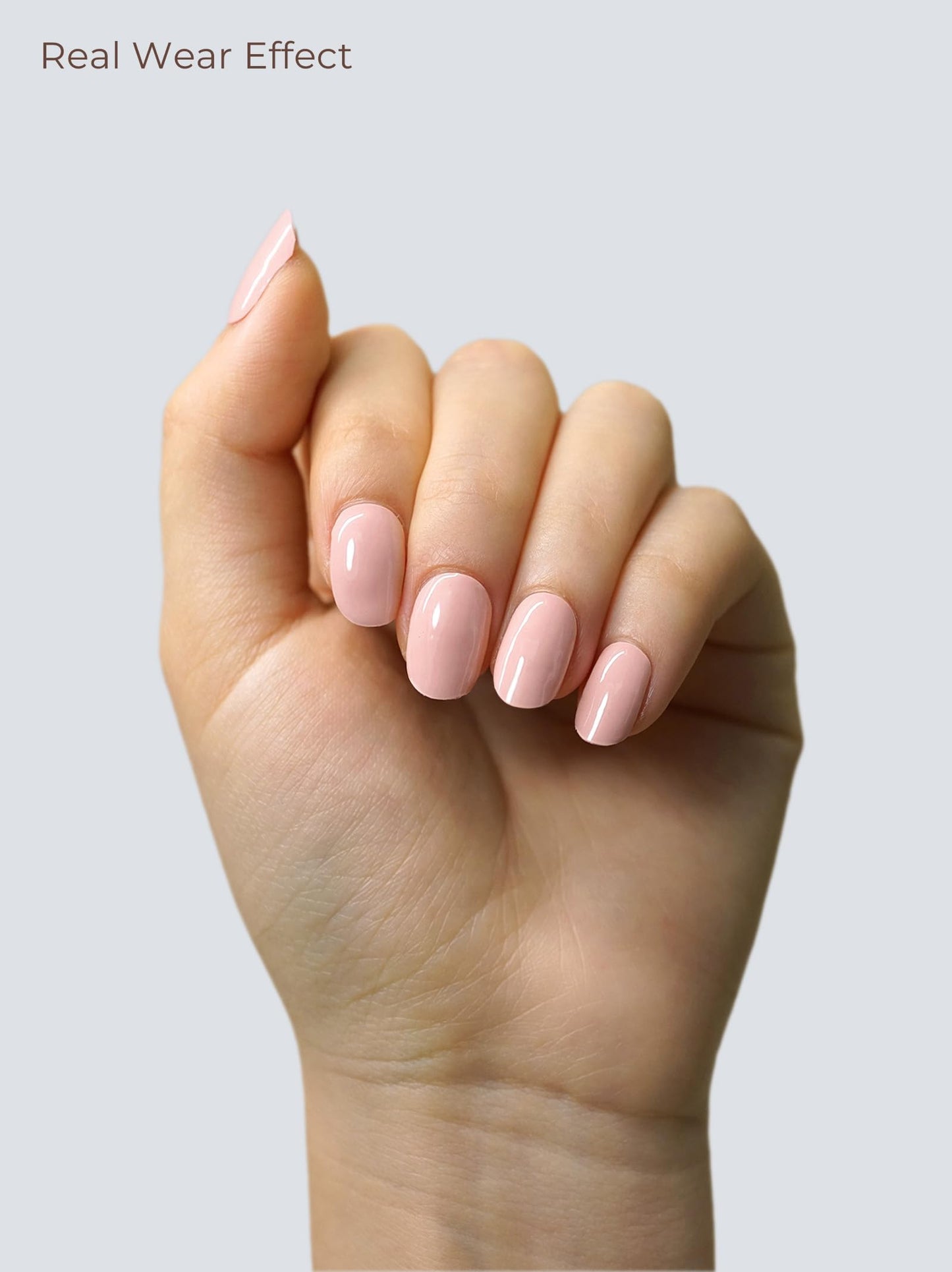 Beaolata Real Gel Nail Strips (No UV Light Needed) - 44Pcs Salon Quality Nail Stickers - Long Lasting Polish Wraps for Women, Easy Apply & Remove (Baby Blossom Pink)