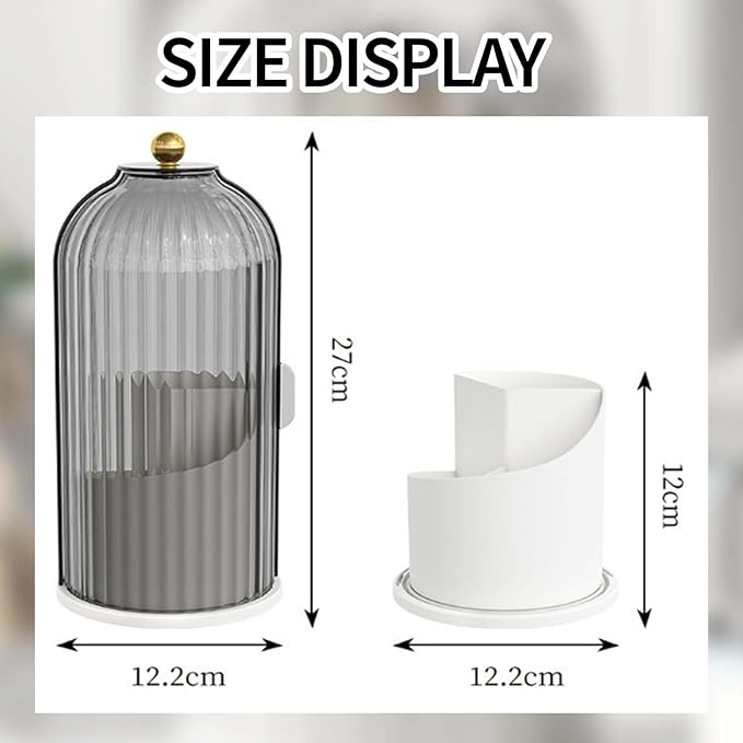 Sliding Lid Toothbrush Organizer, Toothbrush Holders with Sliding Lid, 360° Rotating Dustproof Concealed Toothbrush Holder, 3-Slot Varying Heights, Ideal for Bathroom, Makeup & Travel (Black)
