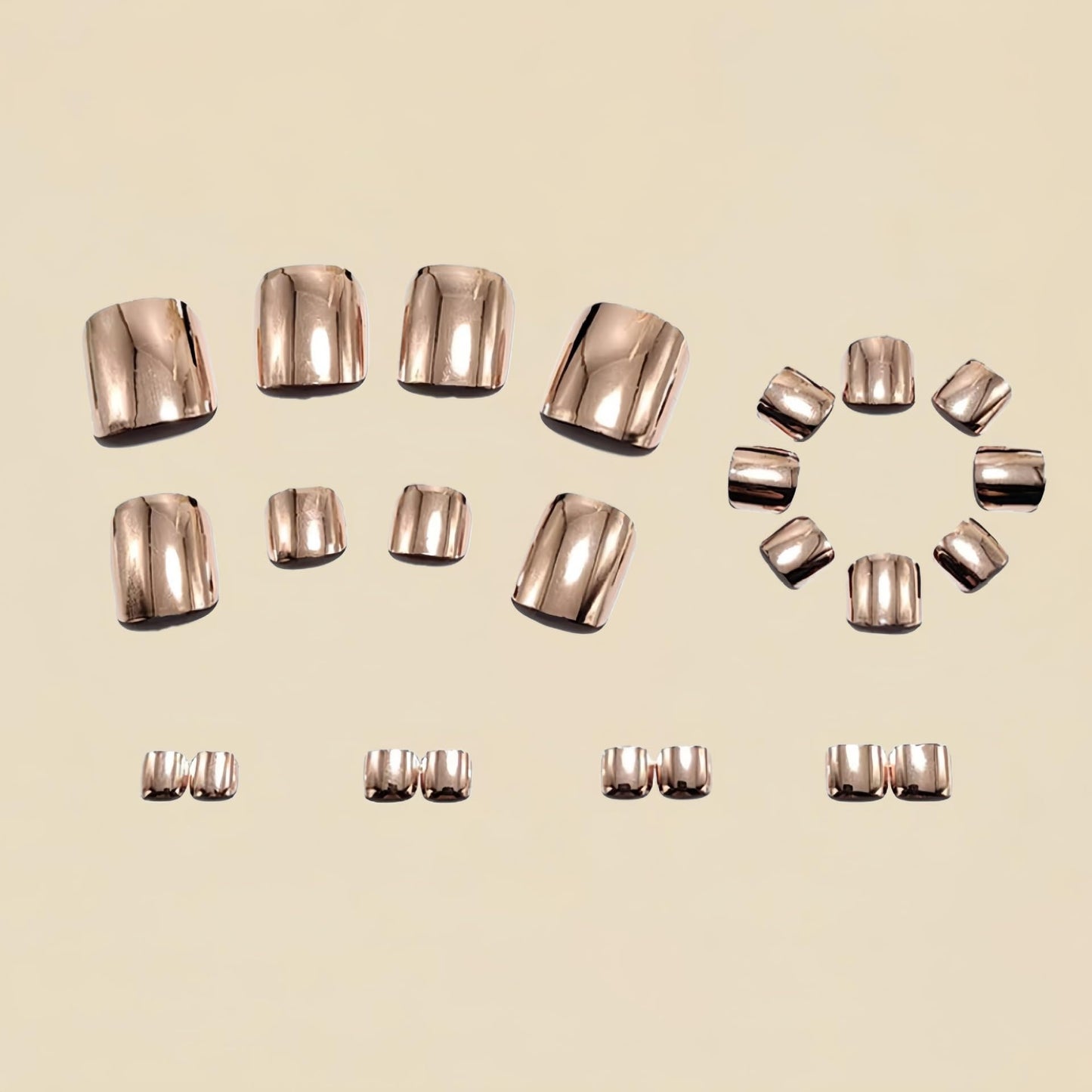 Short Square Press on Toenails Gold Chrome Fake Toe Nails Metal Mirror False Toe Nails Glossy Solid Color Acrylic Toenails Reusable Full Cover Glue on Toe Nail for Women Manicure 24Pcs