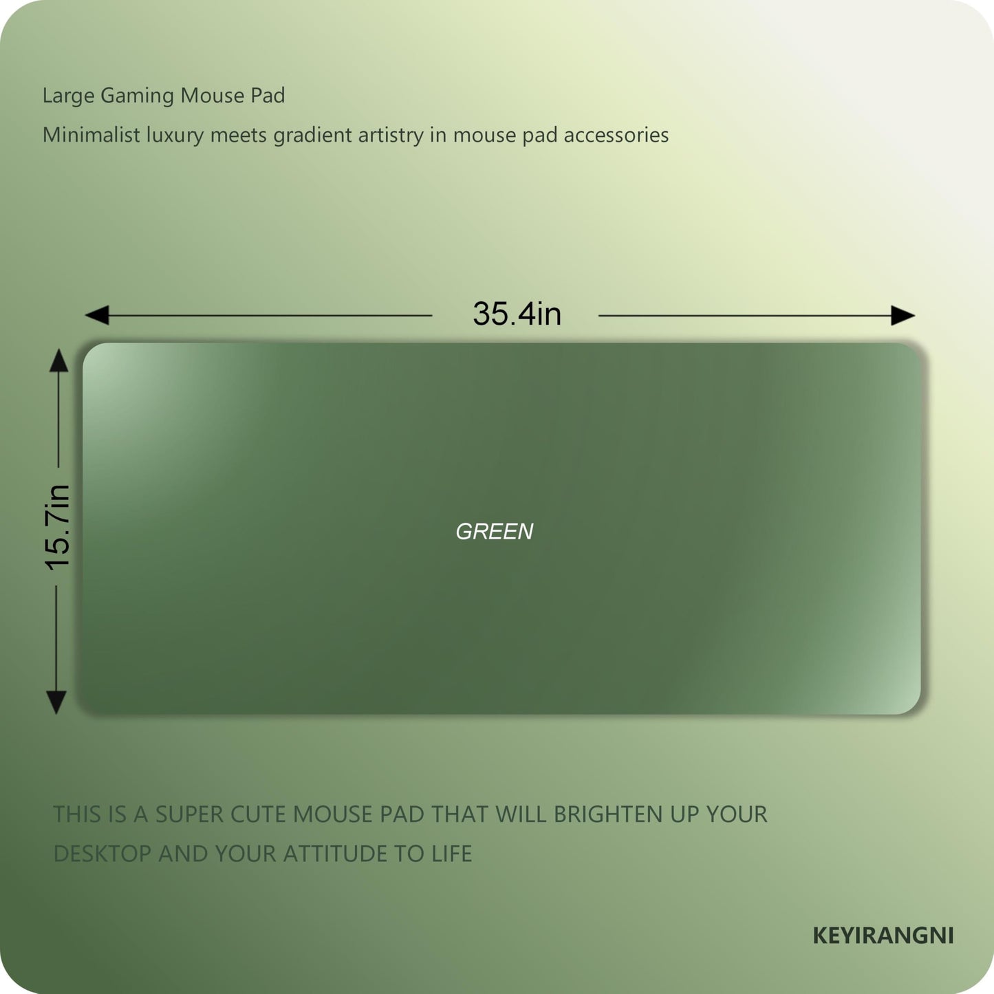 [keyirangni]Mouse Pad,Large Gaming Mouse Pad,Gradient Pattern,Large Cloth Mouse Pad,Standard (35.4x15.7x0.12in),Thick Keyboard Pad,Washable Non-Slip Rubber Base Table Mat(Natural Green)