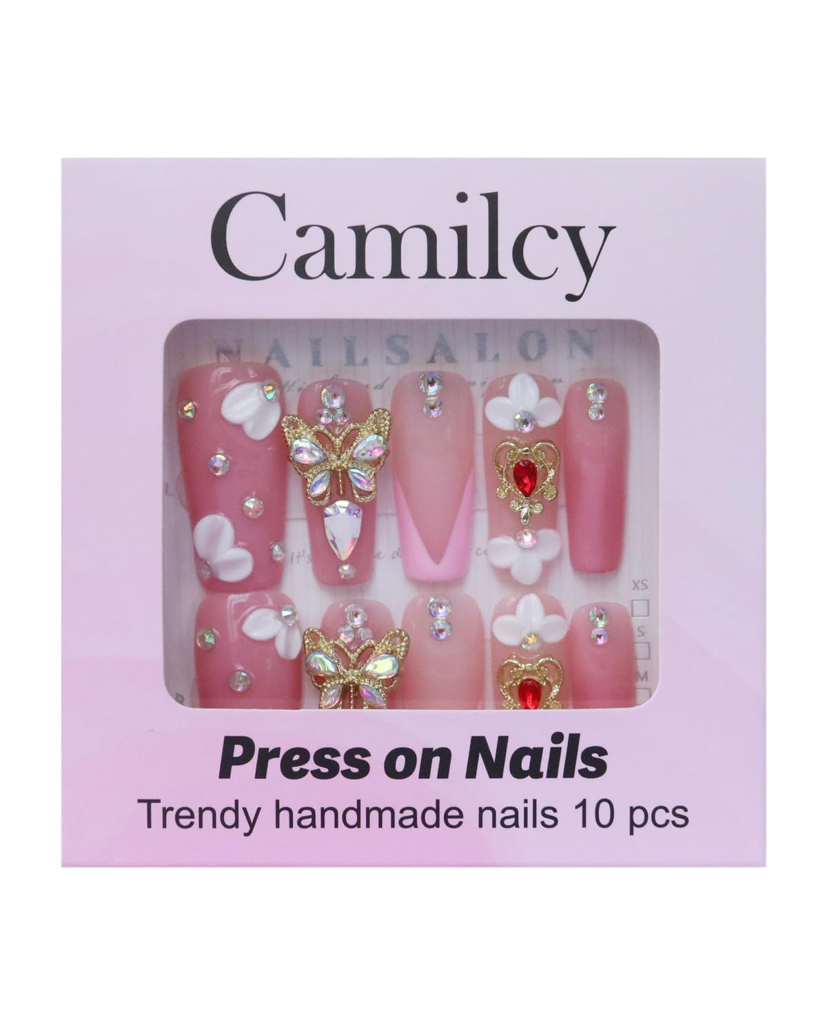 CAMILCY Handmade Nails Press on Long Gradient Blue Black Silver Halloween Star Design Hand painted Reusable Gel UV Finished Pre shaped Artificial False Nails for Women 10pcs 3D Nails (B19, S)