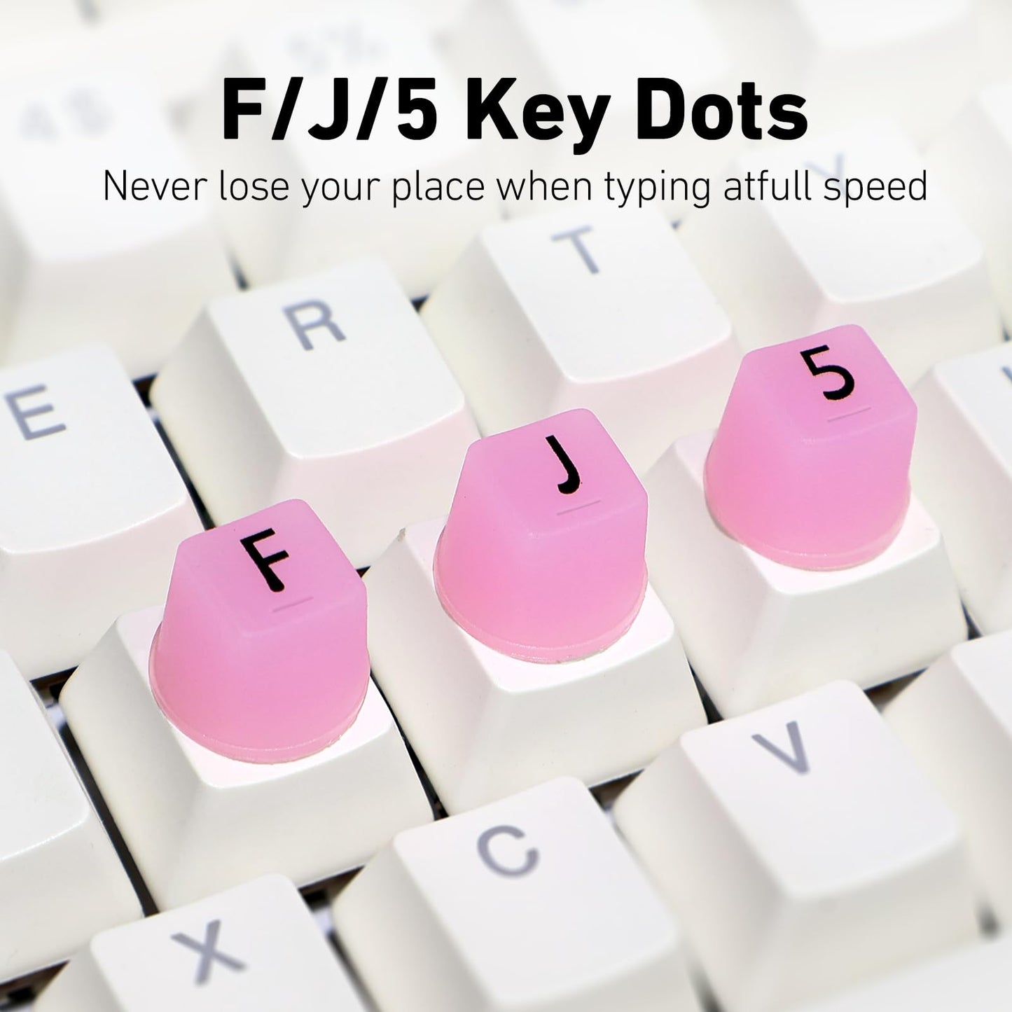 130 Pcs Keyboard Stickers for Long Nails, Ergonomics Raised Keyboard Stickers with Numbers, Self-Adhesive Round-Square PC Keyboard Tabs for Anti-Miss Typing (Pink)