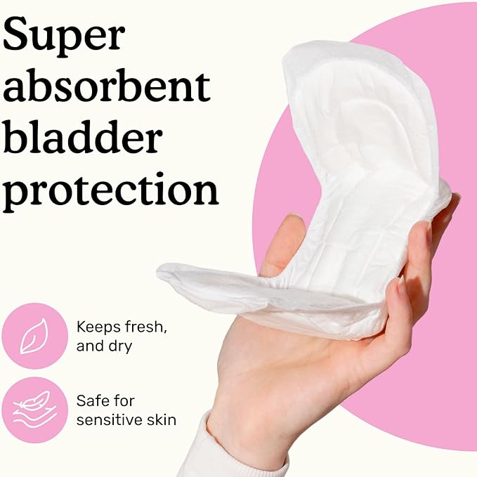 Because Premium Incontinence Pads for Women - Discreet, Individually Wrapped Liners - Moderate Absorbency, Ergonomic Design for Comfort, Leak Protection - 120 Count (6 Packs of 20)