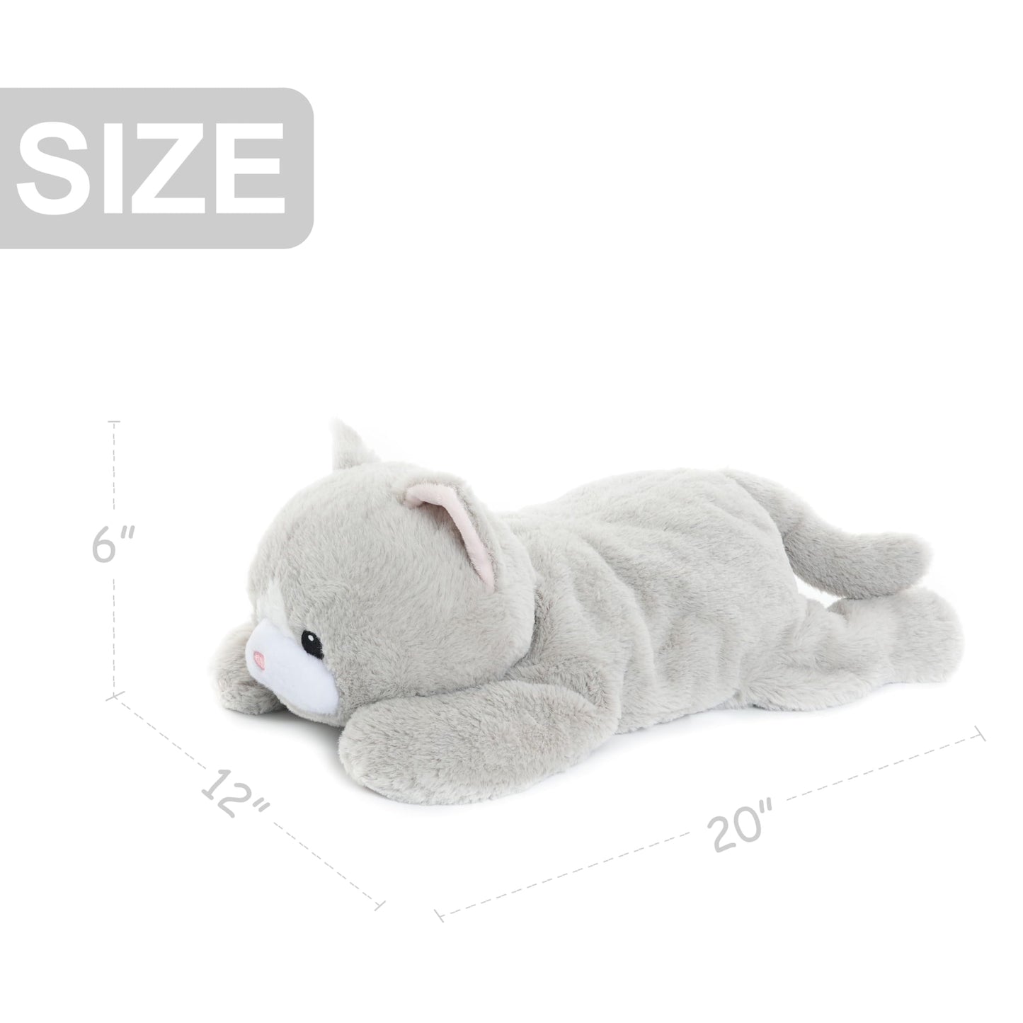 WEIGEDU Weighted Cat Stuffed Animal Plush Toy with Embroidered Eyes and Removable Weight Pack - 20 Inches, 2.3 lbs for Kids and Adults