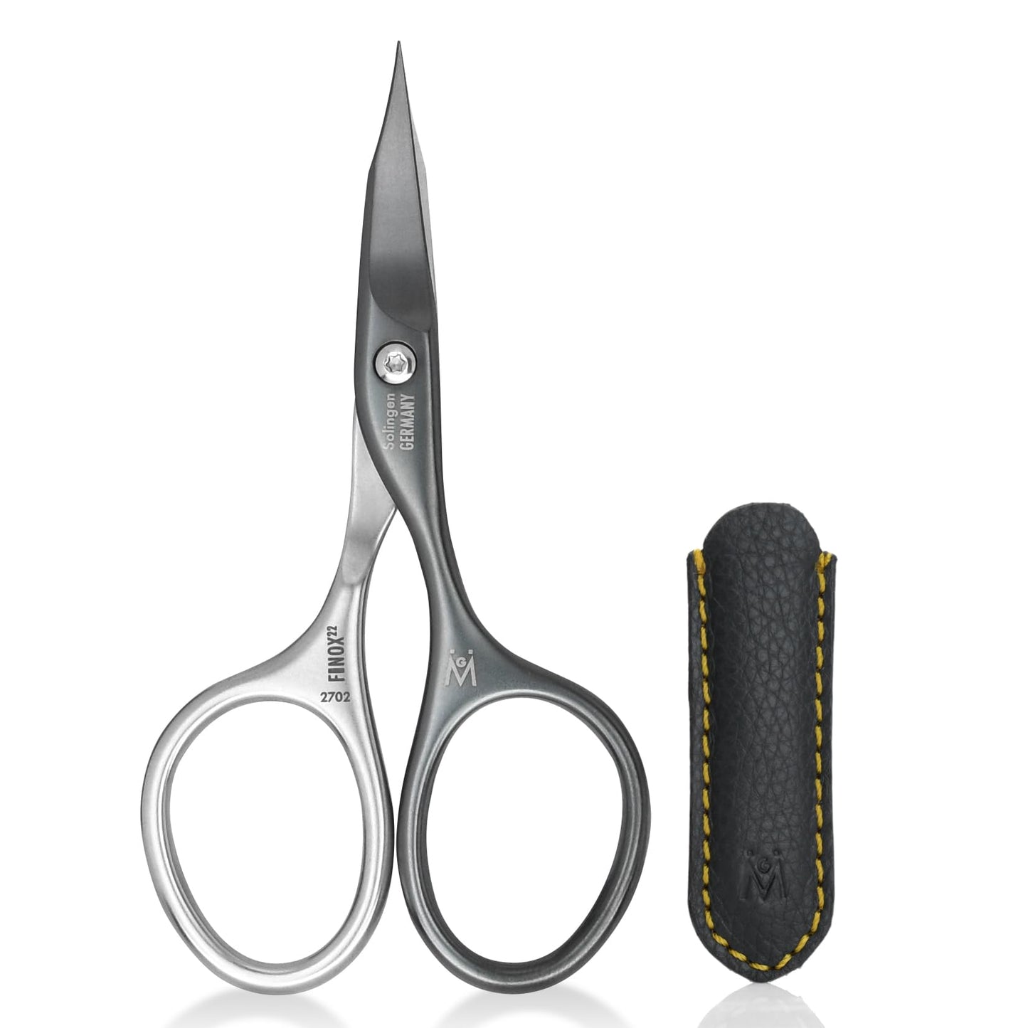 GERMANIKURE Nail and Cuticle Scissors - Self-Sharpening FINOX22 Titanium Coated Stainless Steel Professional Manicure Tools in Leather Case - Ethically Made in Solingen Germany - 2702