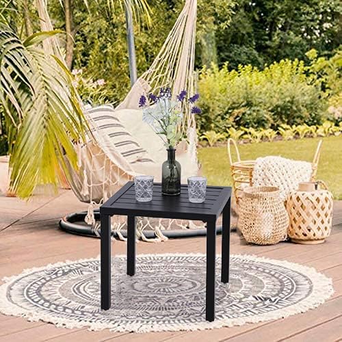 PHI VILLA Indoor Outdoor Small Metal Square Side/End Table, Patio Coffee Bistro Table, Black | Indoor, Outdoor, Patio, Coffee
