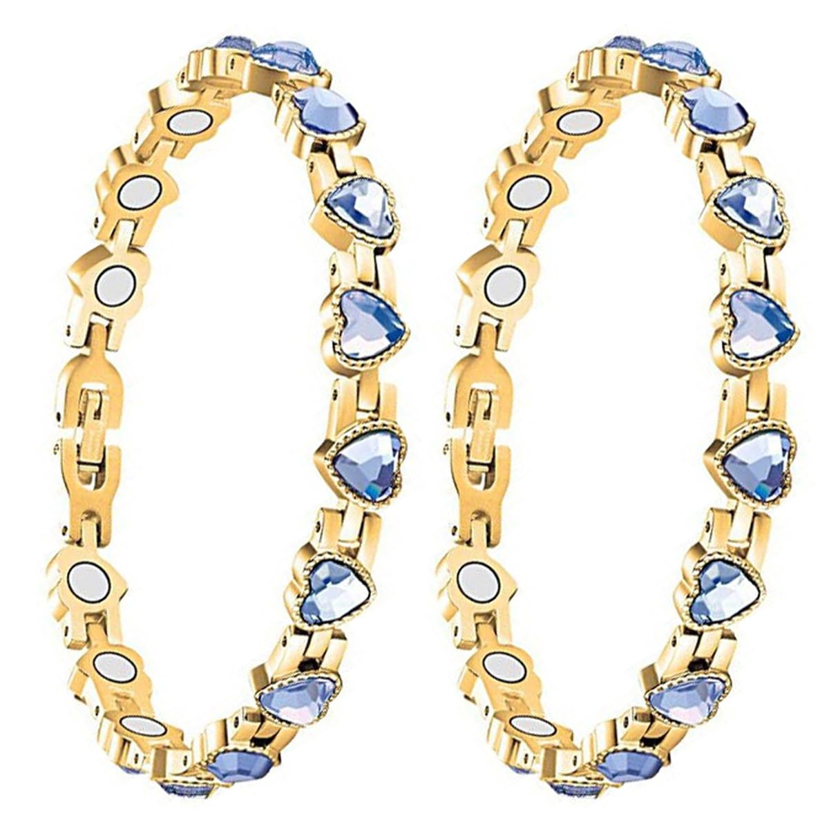 Copper Bracelet for Women, 99.99% Pure Copper Megneetic Bangle Arthritis, Effective Neodymium Lympunclog, Titanium Steel Heart Crystal Bracelets, Pulsera de Cobre para Mujer