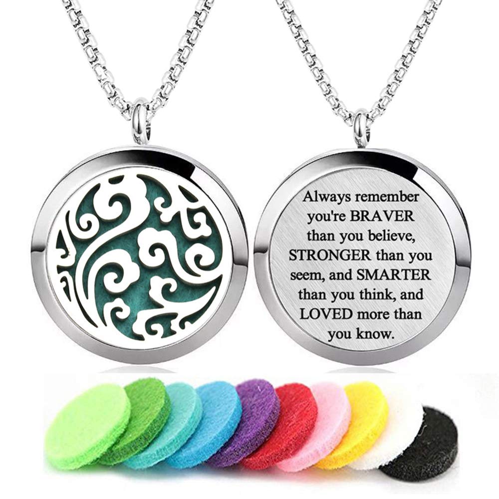 Aromatherapy Essential Oil Diffuser Necklace Cloud Pattern Stainless Steel Locket Pendant