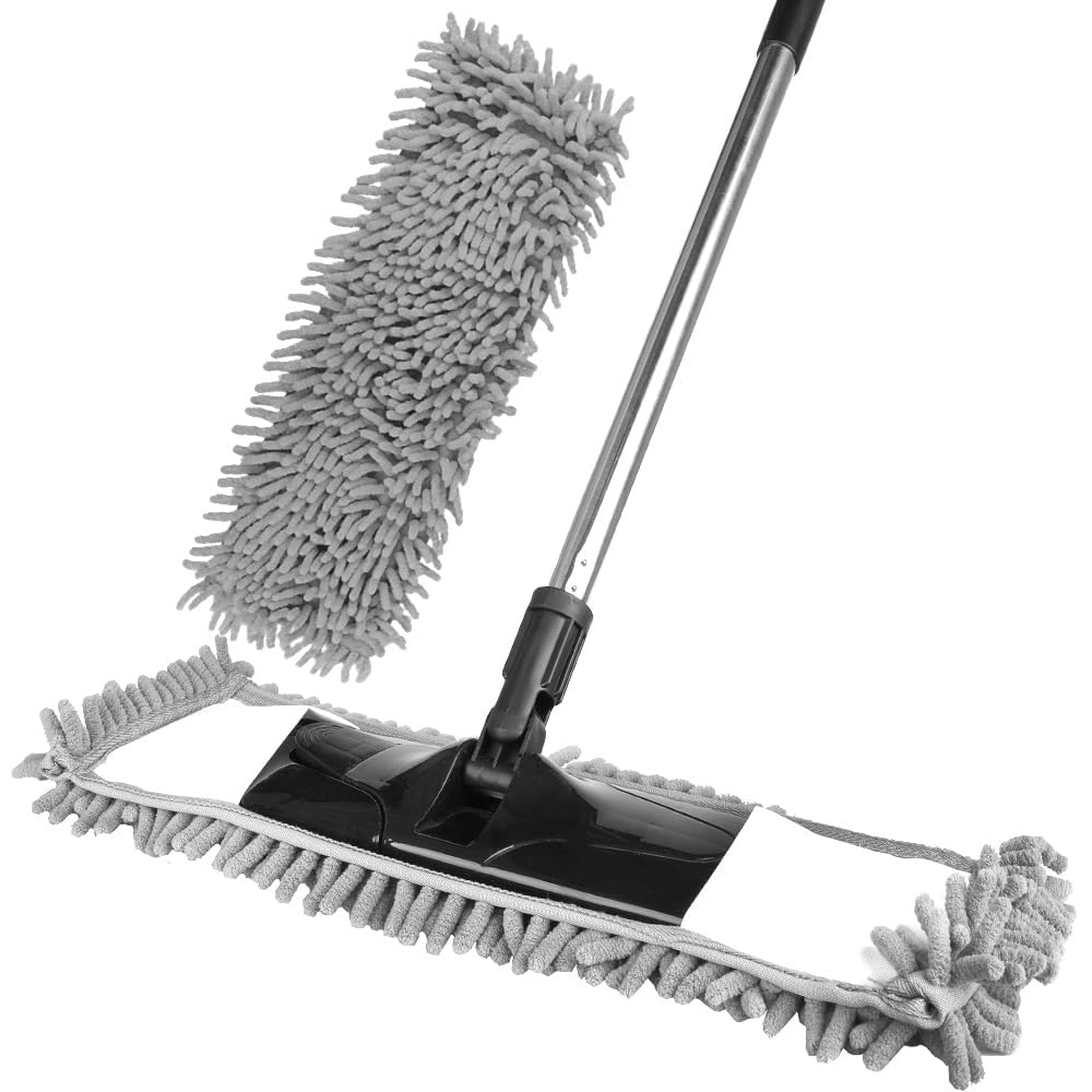 Gray Dust Mop with 2 Washable Pads
