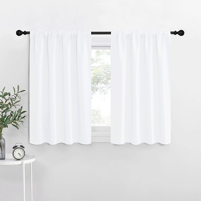 NICETOWN RV Curtains for Camper Windows, White Curtains for Kitchen, Home Decoration Light Filtering Drapes for Small Window (42 inches Wide by 36 inches Long, 1 Pair)