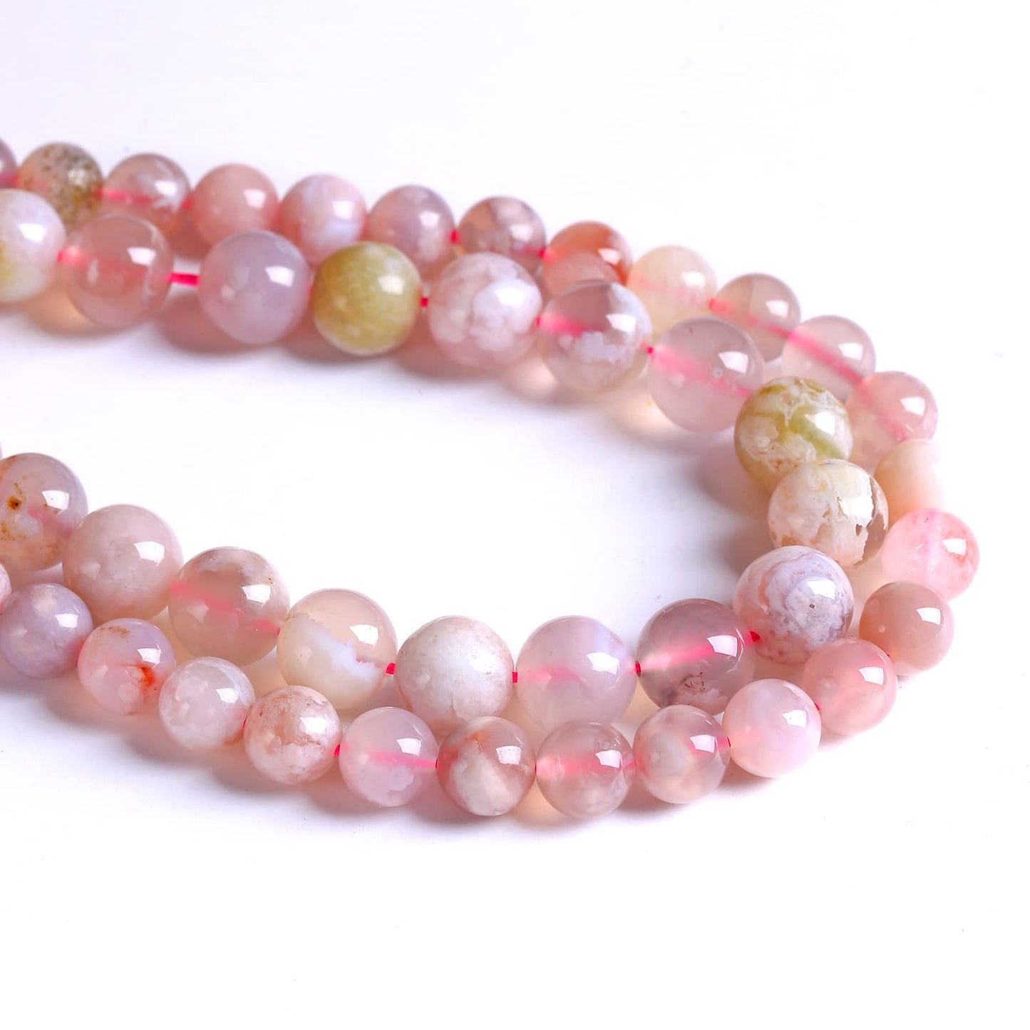 6MM 55PCS Natural Sakura Agate Gemstone Crystal Beads for Jewelry Making DIY Bracelet