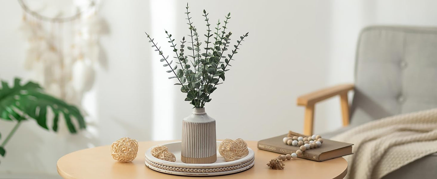Hanobe Candle Tray Holder Decorative: Round Coffee Table Home Decor Centerpiece Boho White Serving Trays for Living Room Kitchen