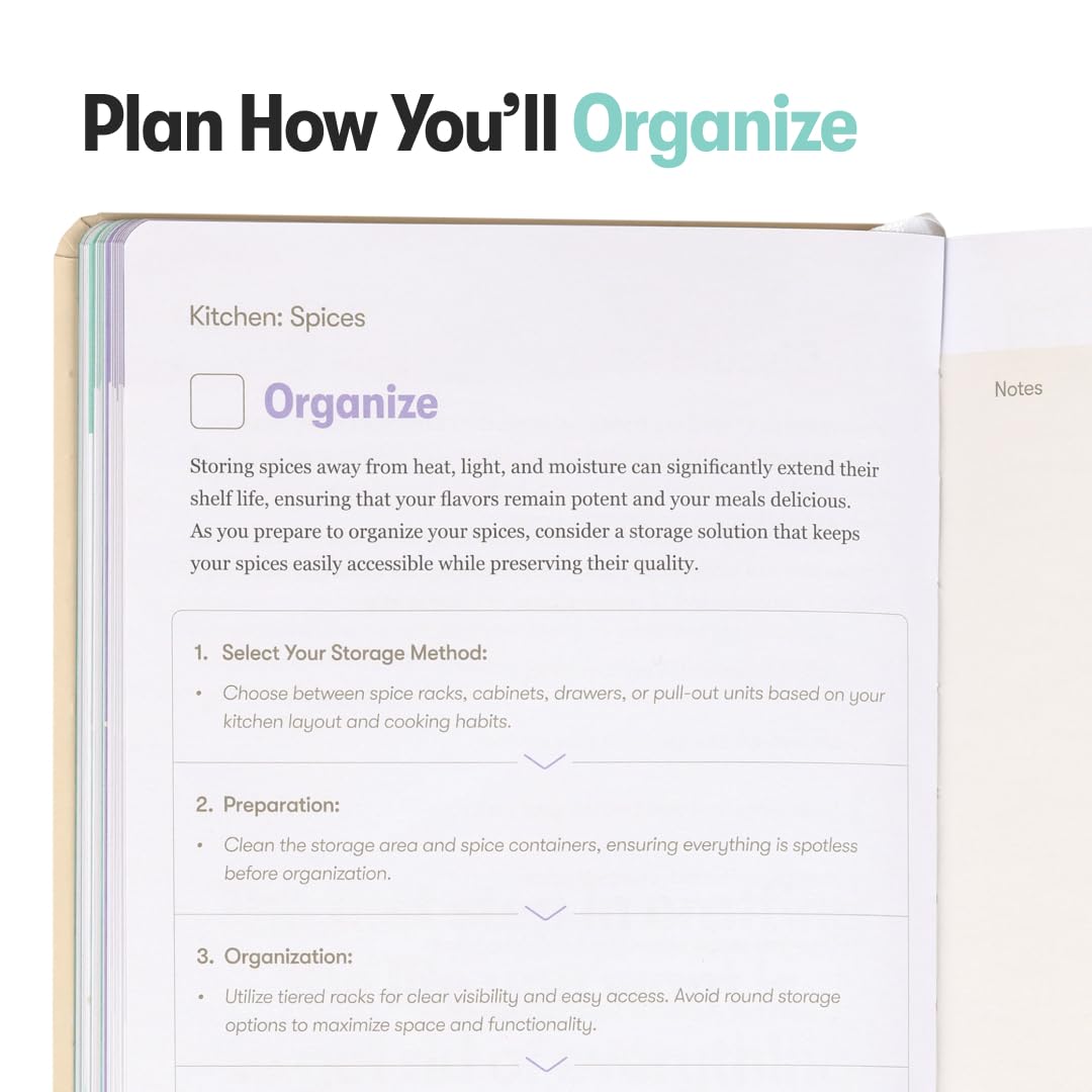 The Home Organization Sidekick Journal by Habit Nest. A Step-by-Step Guide to Declutter, and Organize your Home. Coaches you through Decluttering, Room by Room.
