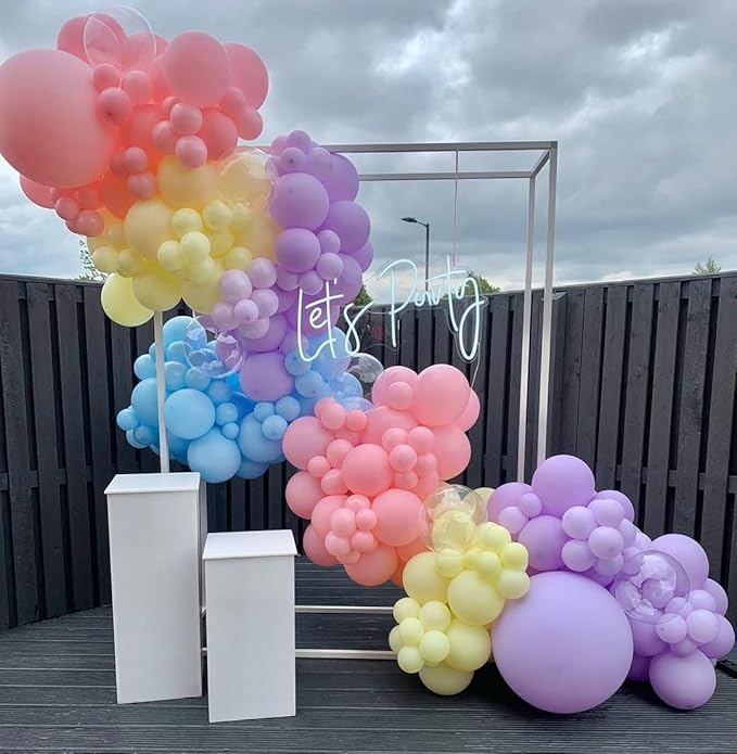 Pastel Rainbow Balloon Garland Arch Kit, 162 Pcs – Assorted Colors Pastel Latex Balloons for Birthday, Baby Shower, Wedding & Unicorn Party Decorations