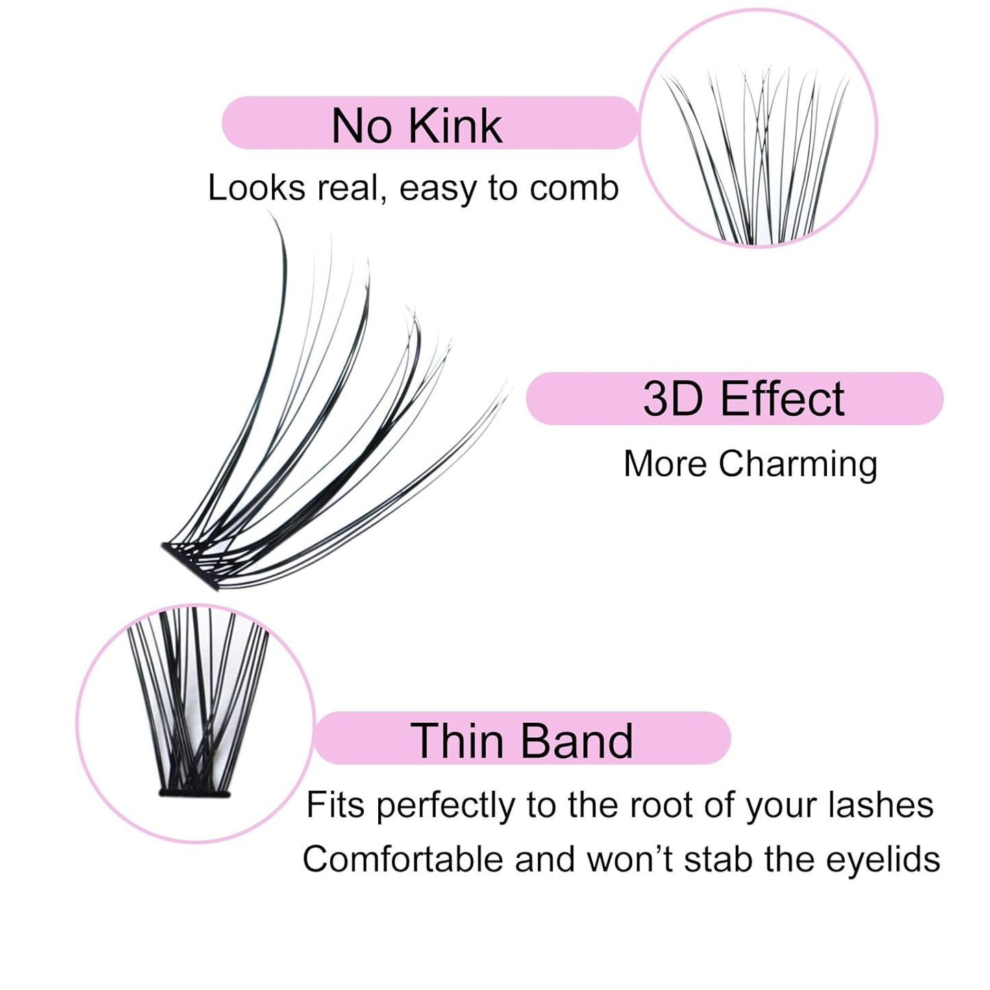 Lash Clusters LAUBESS Individual Lashes Waterproof Eyelash Clusters Mixed Tray Cluster Eyelash Extensions Soft Cluster Lashes for Beginners(20D-0.07D-18)