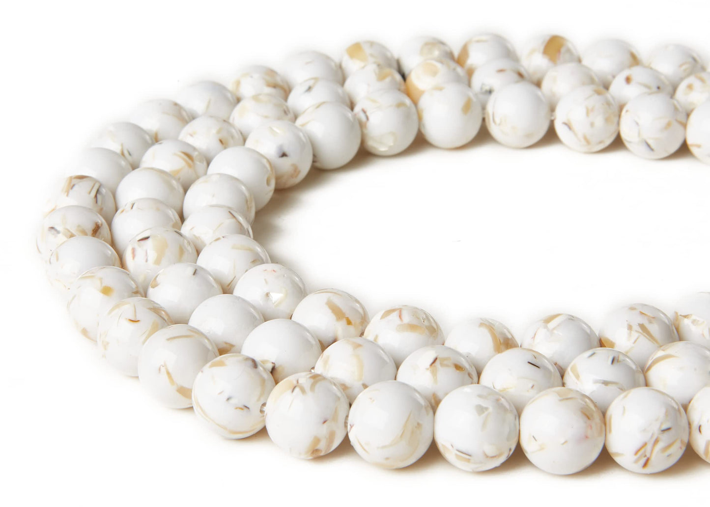 60pcs 6mm White Shell Turquoise Beads Natural Gemstone Beads Round Loose Beads for Jewelry Making