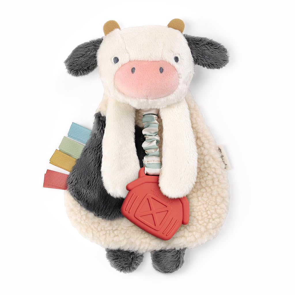Itzy Ritzy Farm Toy Gift Set with Cow Lovey, Teether, Crinkle & Bitzy Busy Ring for Car Seat and Stroller