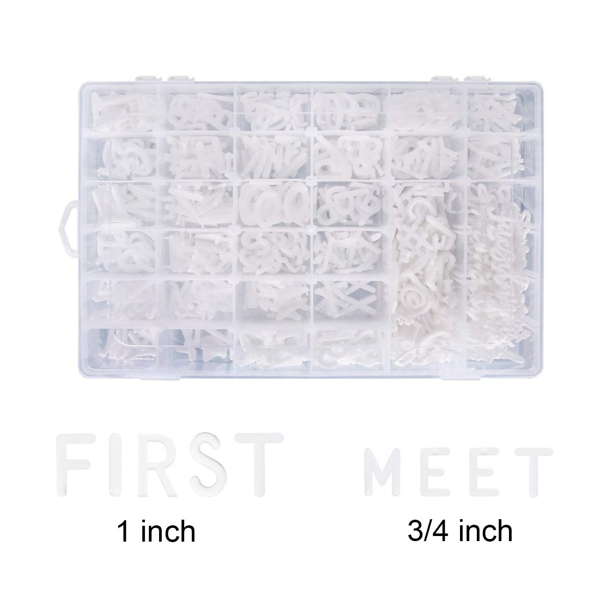 Letter Board Letters,645 PRE-Cut Characters (3/4 and 1 Inch,White) With Sorting Tray