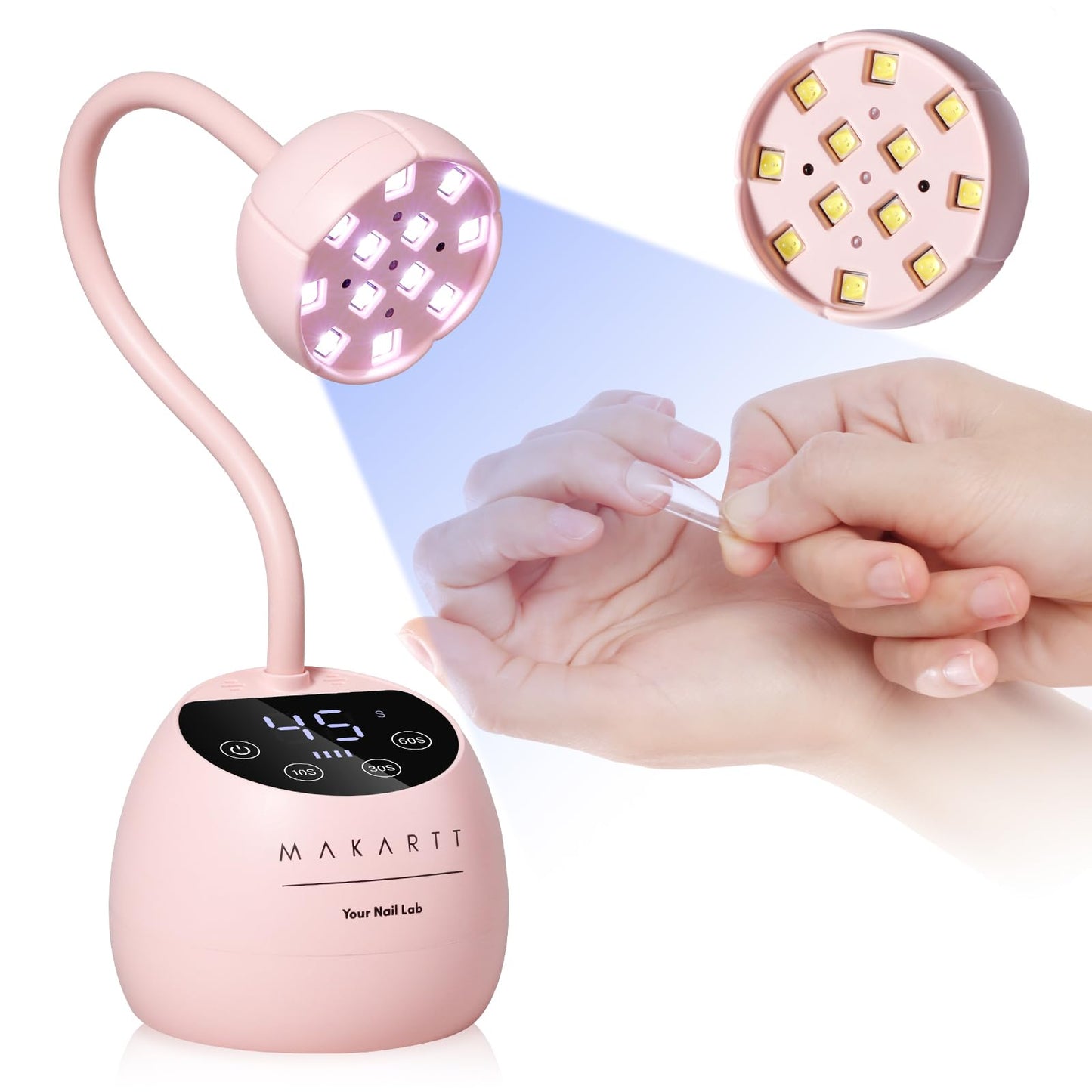 Makartt UV LED Nail Lamp - Gooseneck UV Light for Gel Nails Cherie Cordless USB 39mW/cm² Gel Lamp with 4 Times & Auto Sensor Professional Fast Flash Curing Polish Nail Art