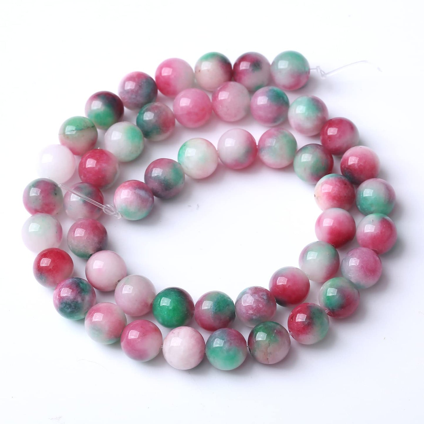 60pcs 6mm Natural Green Red Epidote Jade Stone Round Loose Spacer Beads for DIY Jewelry Making Necklaces Bracelets Healing Energy Beads (Epidote Jade, 6mm)
