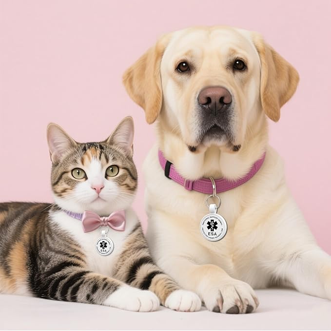 ESA Dog Tag, QR Code Dog Tag, Modifiable Free Pet Online Profile, Scannable QR Code, Scan QR Send Instant Location Alert Email, Silicone Lightweight Pet ID Tag for Dog and Cat (White, Regular)