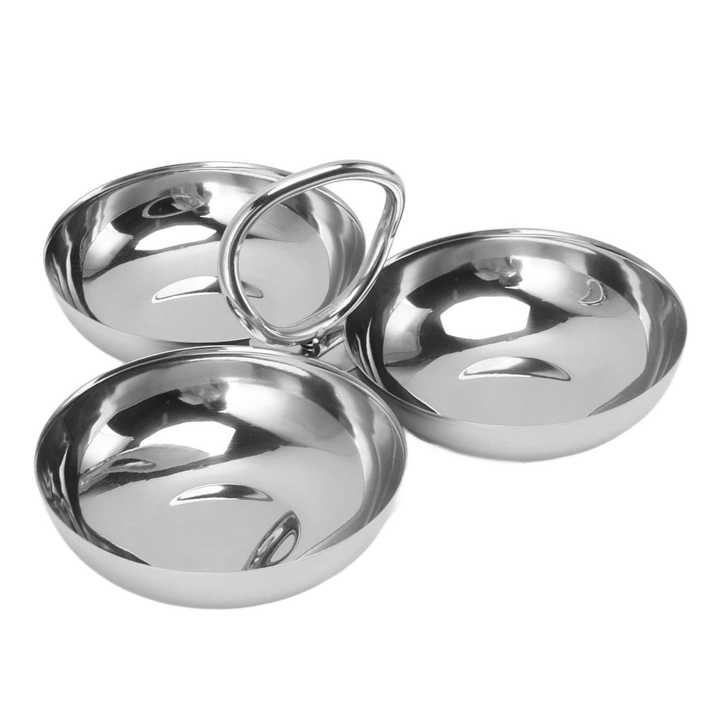 Fdit Snack Bowl Fruit Plate, 3 in 1 Portable 304 Stainless Steel Snack Plate for Candy for Home for Barbecue for Fruit (12)