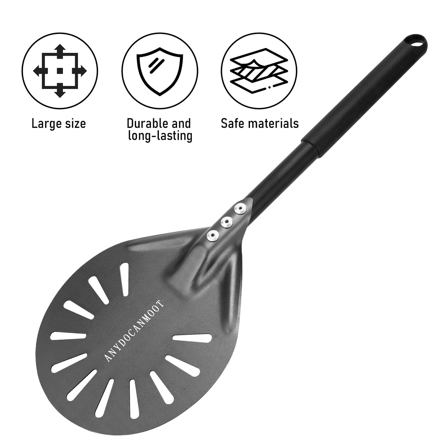 Perforated Pizza Peels 6 INCH pizza spatula paddle Long Handle Metal Pizza Spatula for Indoor and Outdoor (6 Inch)