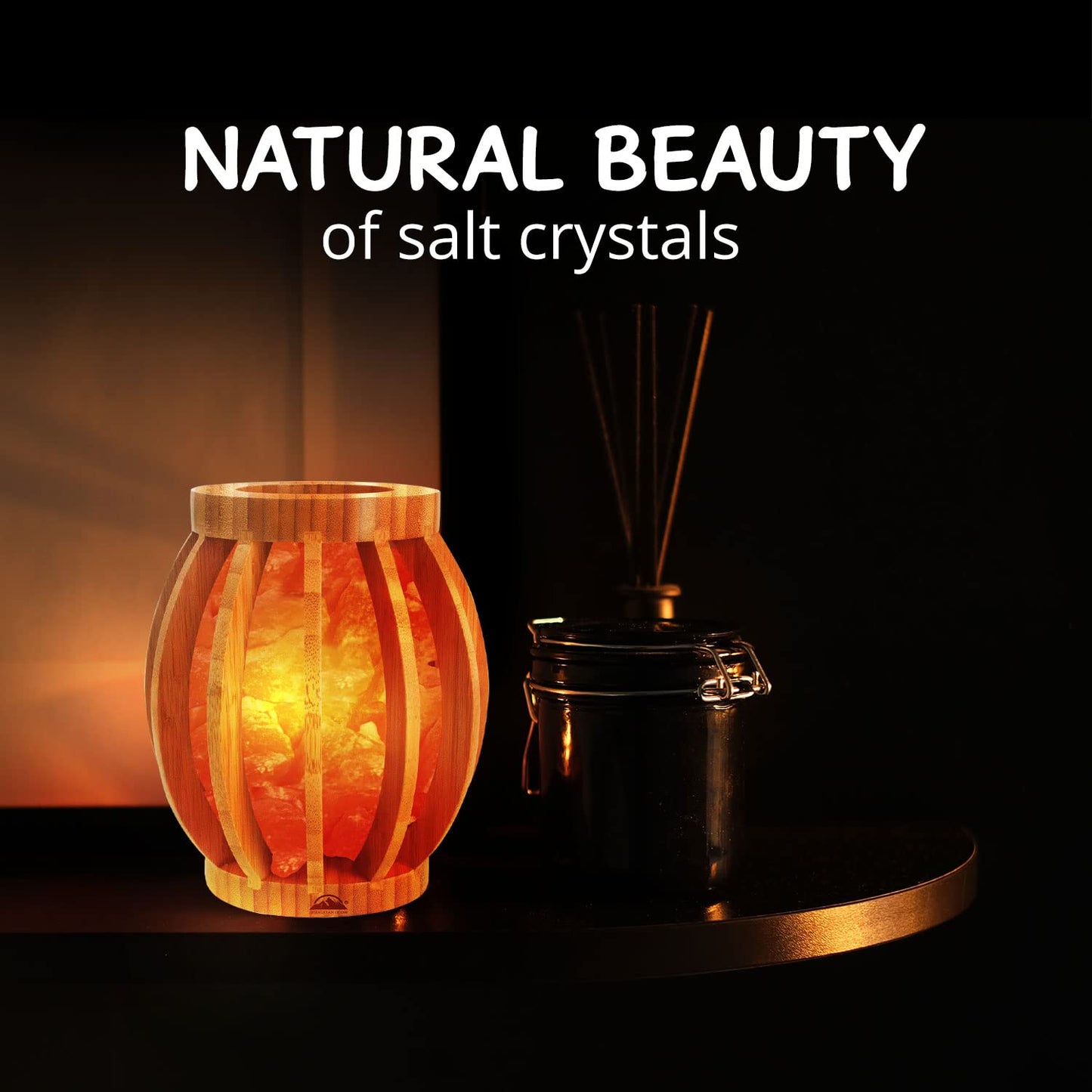 Himalayan Glow 1348 Basket Crystal Pink Chunks, Nightlight, Bulb,(ETL Certified) Dimmer Switch, Ideal Gift and Home Decor Bamboo Salt lamp | 5-7 LBS, Pack of 1