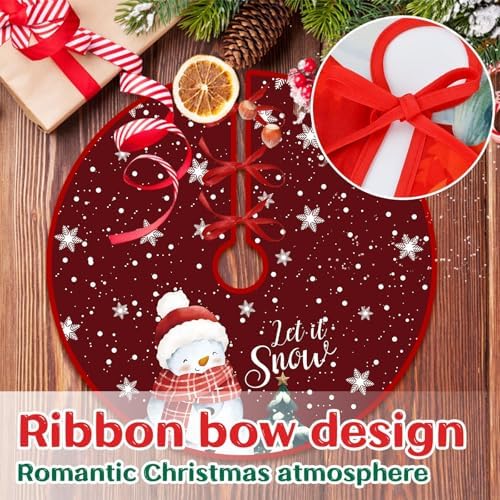 Fall Tree Skirt Christmas 36 Inch Reversible Thanksgiving Day Double Sided Print Mat Christmas Party Supplies for Home Tabletop Trees Holiday Decoration (Fall/Christmas)