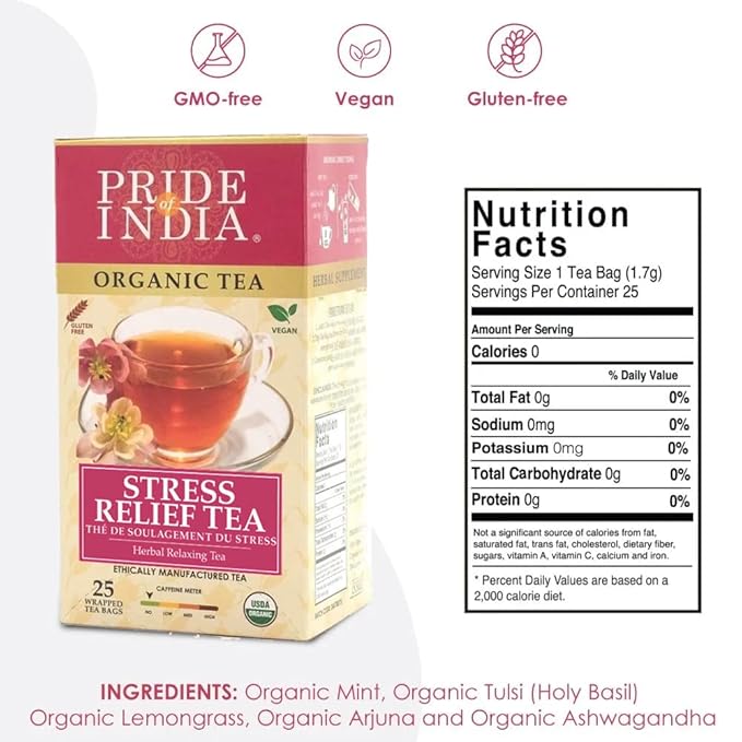 Pride of India | Sip and Relax : Bedtime Tea | 15 Pyramid Full Leaf Individually Wrapped Tea Bags| 100% Natural Blend of White Tea & Herbs from Single Origin | Calming and Soothing