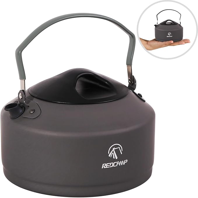 REDCAMP Outdoor Camping Kettle, 0.9L Aluminum Water Pot with Carrying Bag, Portable Camp Tea Kettle Coffee Pot for Camping Hiking Picnic