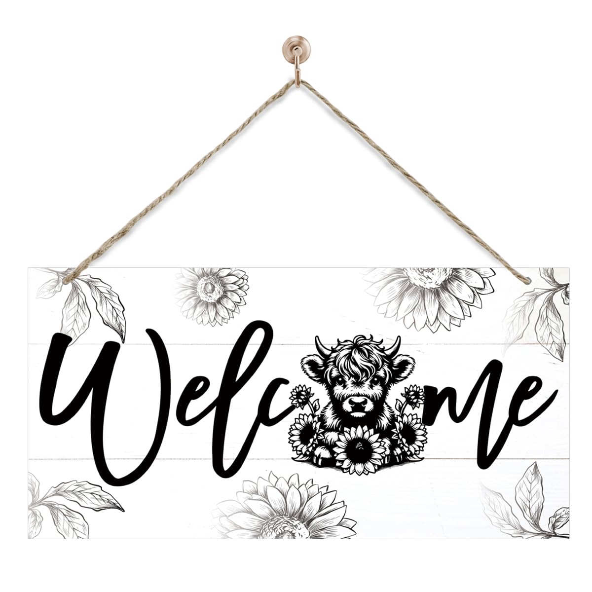 Welcome Sign for Front Door, Welcome Decor Wooden Hanging Sign for Wall Decor, American Bear Pattern Hanging Signs, Funny Wooden Outdoor Front Door Decoration 13.8X6.9 inches