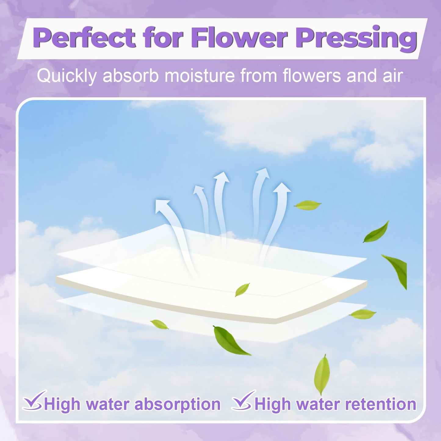 Suziko Flower Pressing Accessories,Blotting Paper for Flower Press,Drying Plates Replacement Dried Flower Leaf Plant Fruit Pressing Replacements for DIY Art Handicrafts Specimens (10.8" x 6.9")