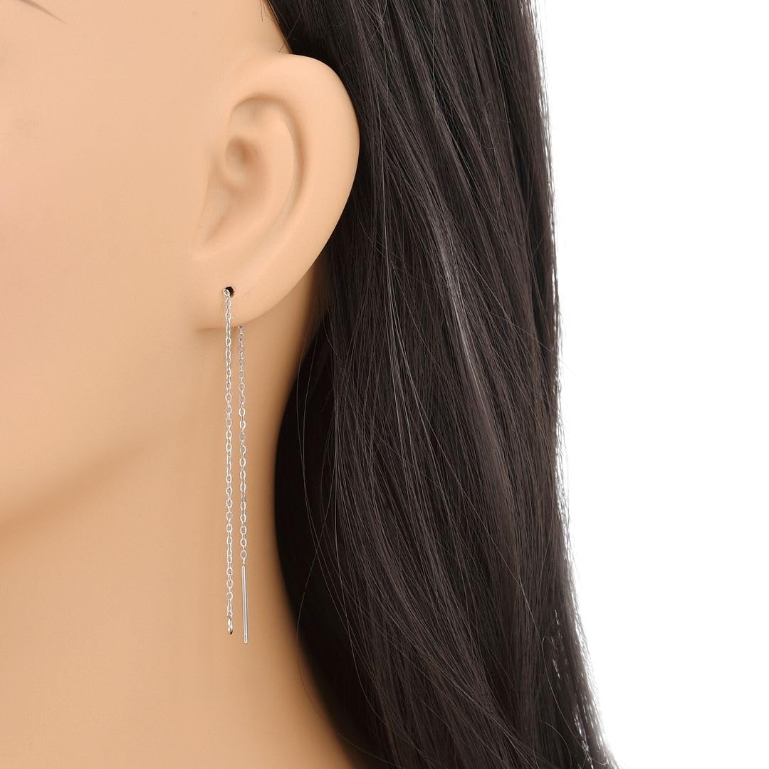 30pcs Adabele 316 Grade Surgical Stainless Steel Hypoallergenic 3 Inch Threader Earring Findings Pull Through Chain Drop Tassel Open Ring for DIY Earrings Jewelry Making SEF11-3