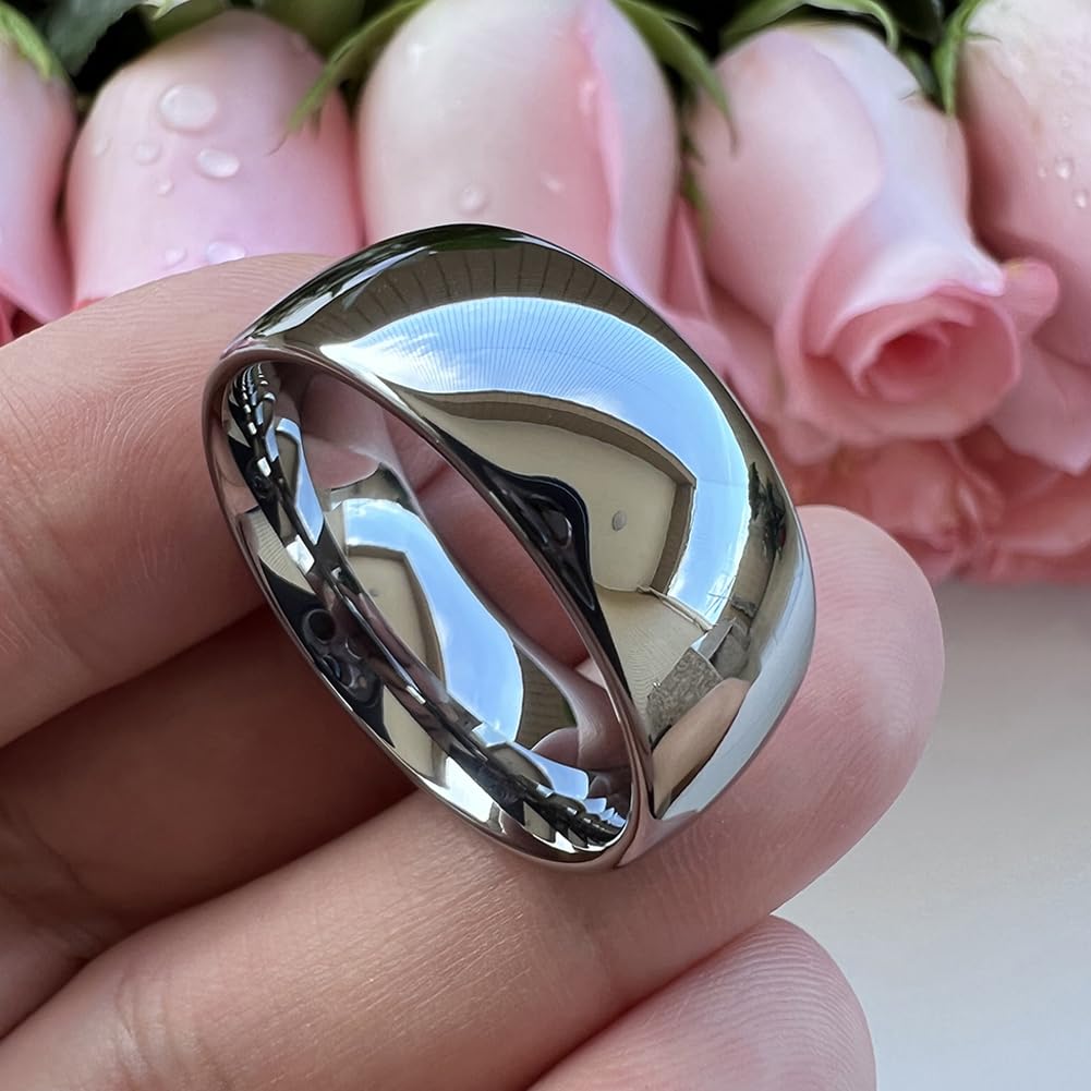 TUTISS 10mm Tungsten Rings for Men Women Engagement Wedding Bands Domed Polished Comfort Fit Size 9