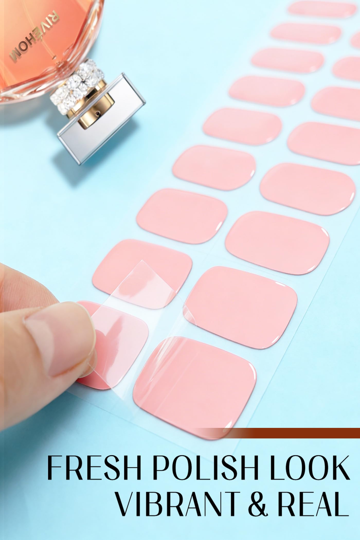 Gel Nail Strips 44Pcs, No UV Light Needed Gel Stickers, Pre-Cured Nail Polish Stickers for Women Salon Quality, Chip Resistant,Polish Wraps Long Lasting, Easy Apply & Remove (Cream Pink)