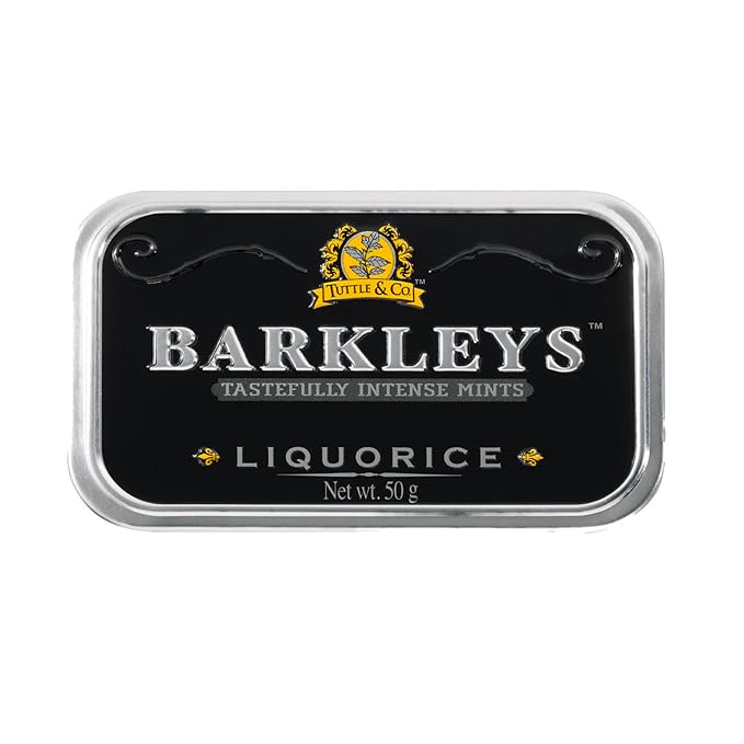 Barkleys Liquorice Breath Mints - Strong Licorice Flavored Cool Mint Candy For Party, After Dinner, Wedding, Every Day Use - Vegan Breath Mints In Reusable Classic Travel Tins, 1 Pack - 50 Count Each