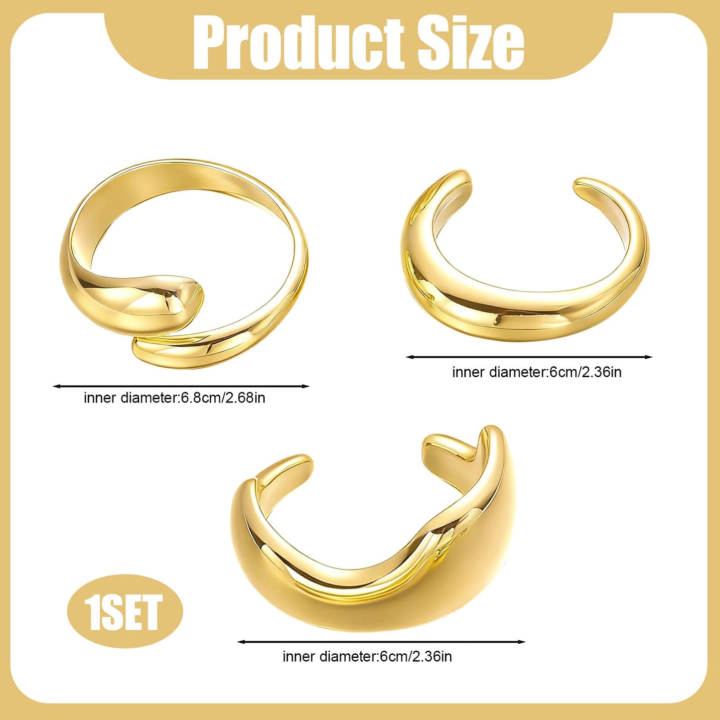 KHRYPTXH Chunky Gold Bangle Bracelet Set for Women, Trendy Big Stackable 14k Gold Plated Bangles, Fashion Jewelry for Women, Statement Cuff Bracelet Stack for Daily Wear Party Events