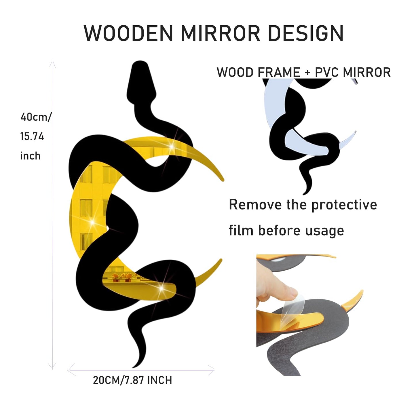 Rifyta Gothic Decor Witchy Decor Snake and Moon Mirror Goth Home Decorations Gothic Wall Art for Bathroom Bedroom Living Room Hallway（Gold and Silver）