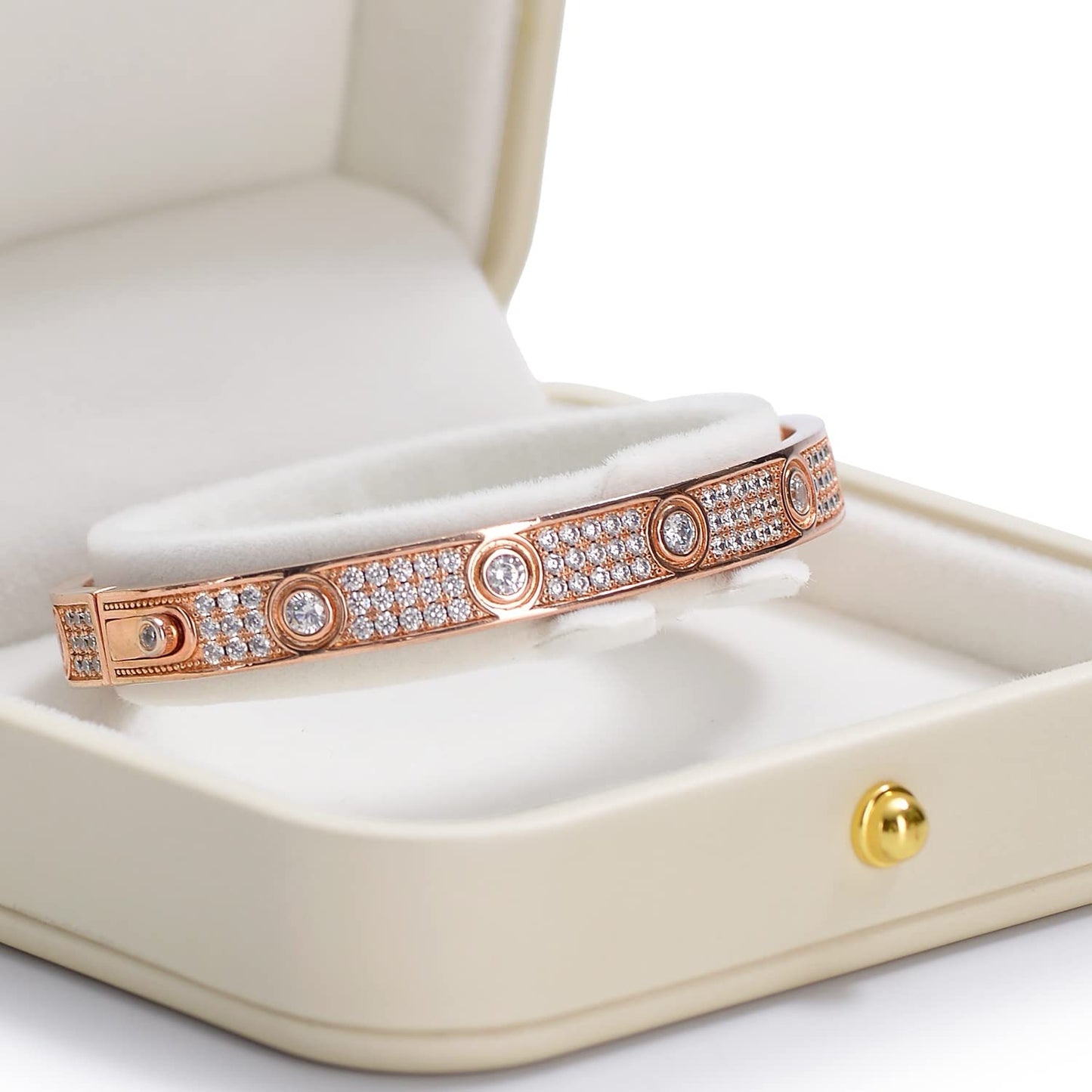 Oirlv Gorgeous Bracelet Gift Box Leather Bangle Box for Jewelry Gift White Velvet Interior Bangle Bracelet Storage(White)
