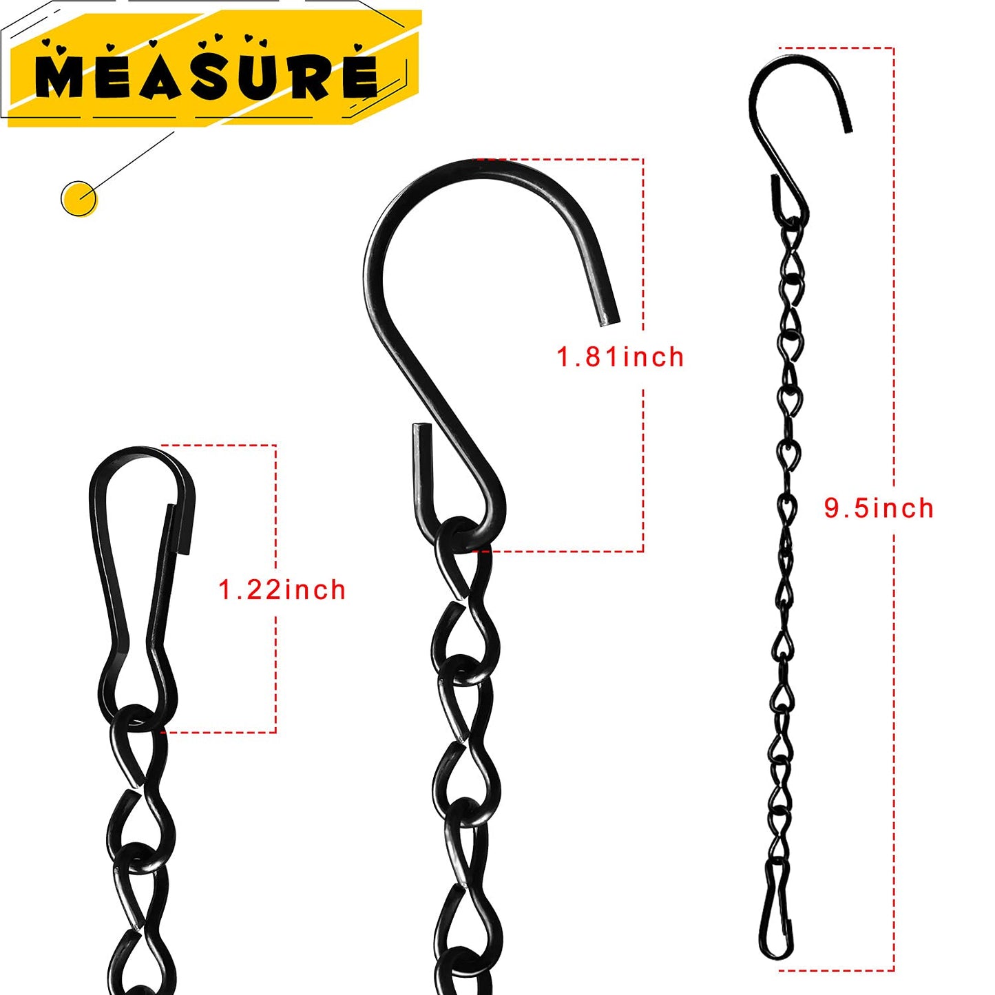 TAORISH 12 Pack 9.5 Inch Hanging Chain for Bird Feeders, Planters, Lanterns, Wind Chimes, Billboards, Chalkboards and Ornaments (Black)